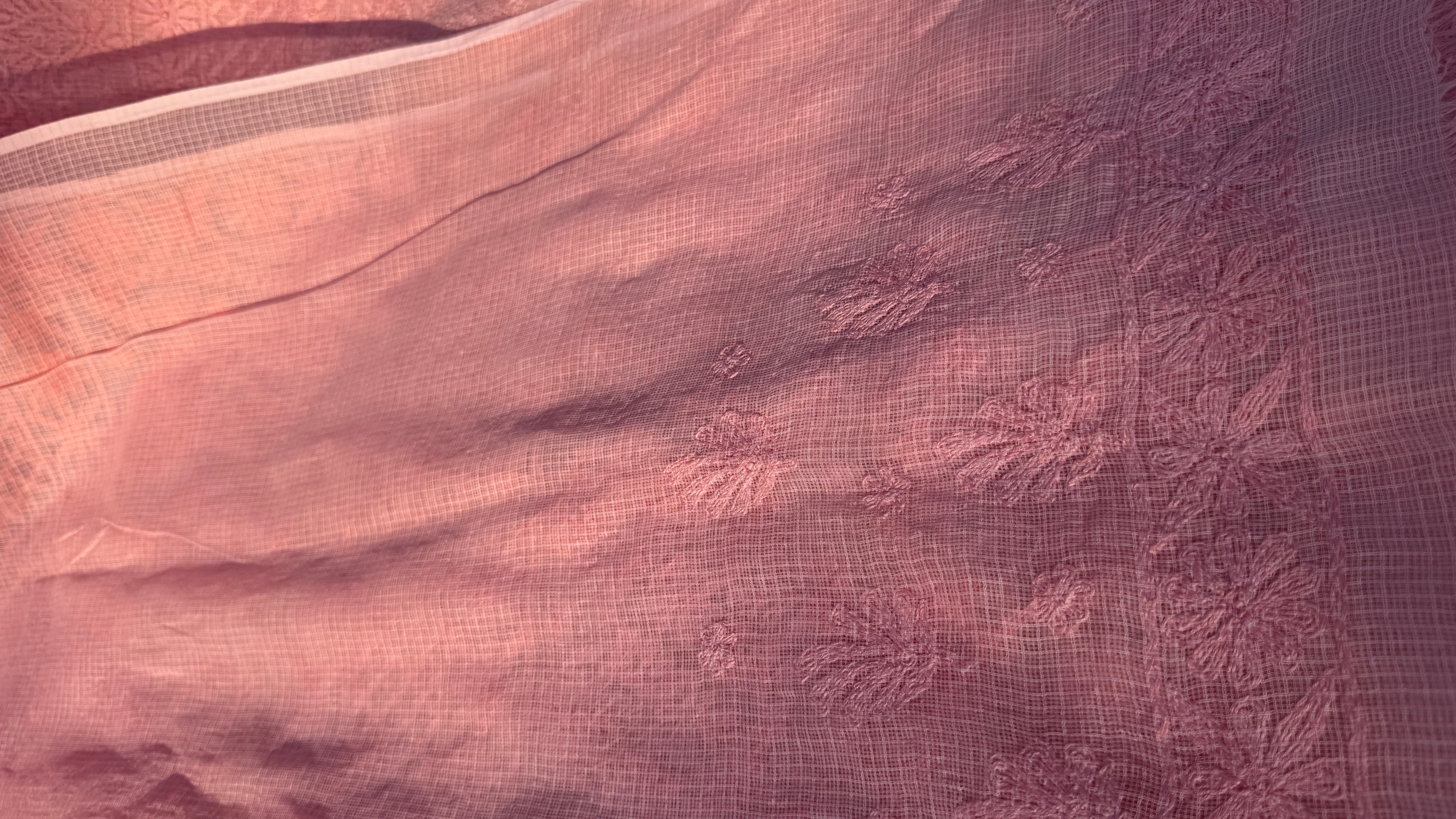 Kota Chikankari saree in Pink