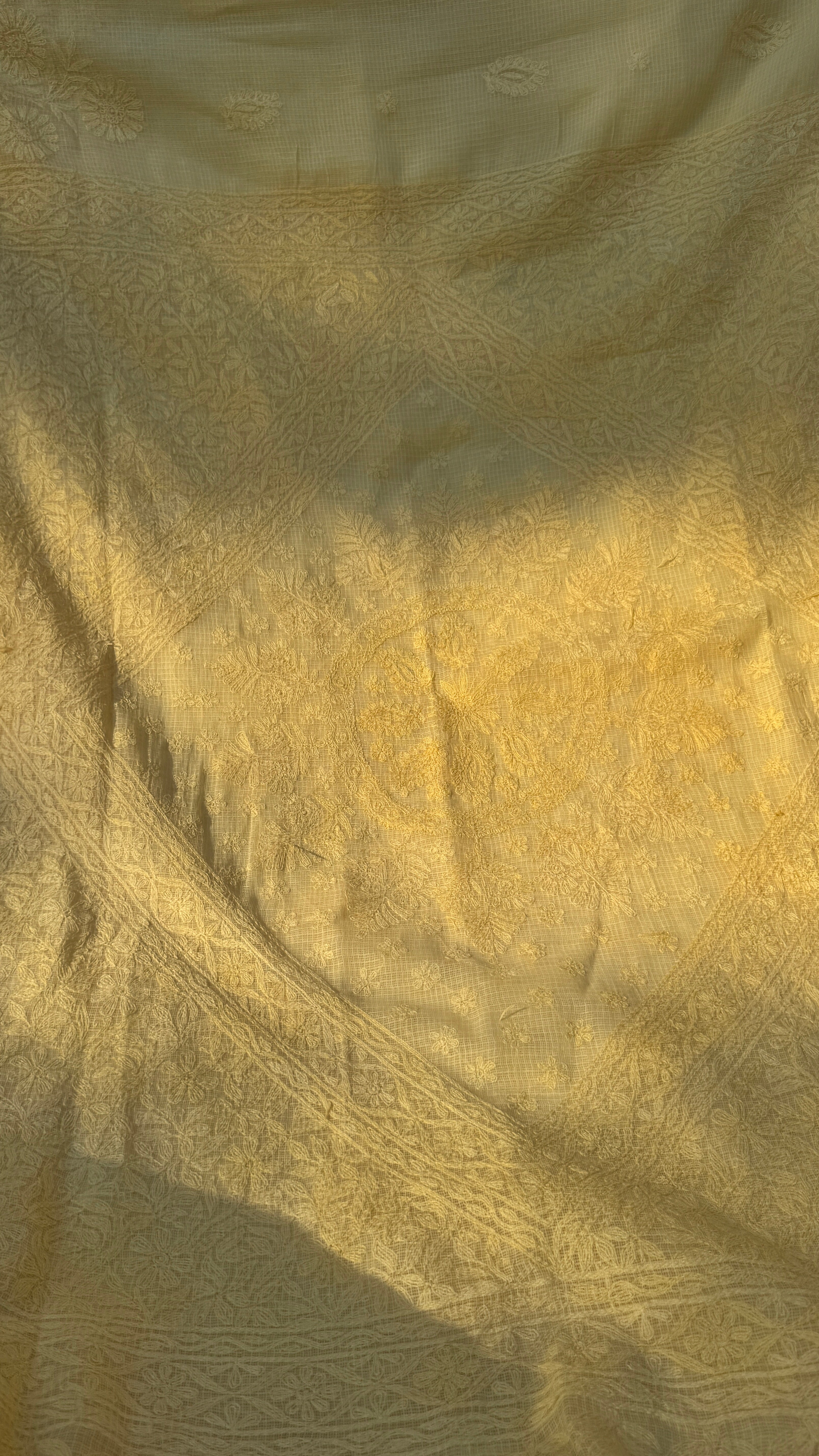 Kota Chikankari saree in Yellow