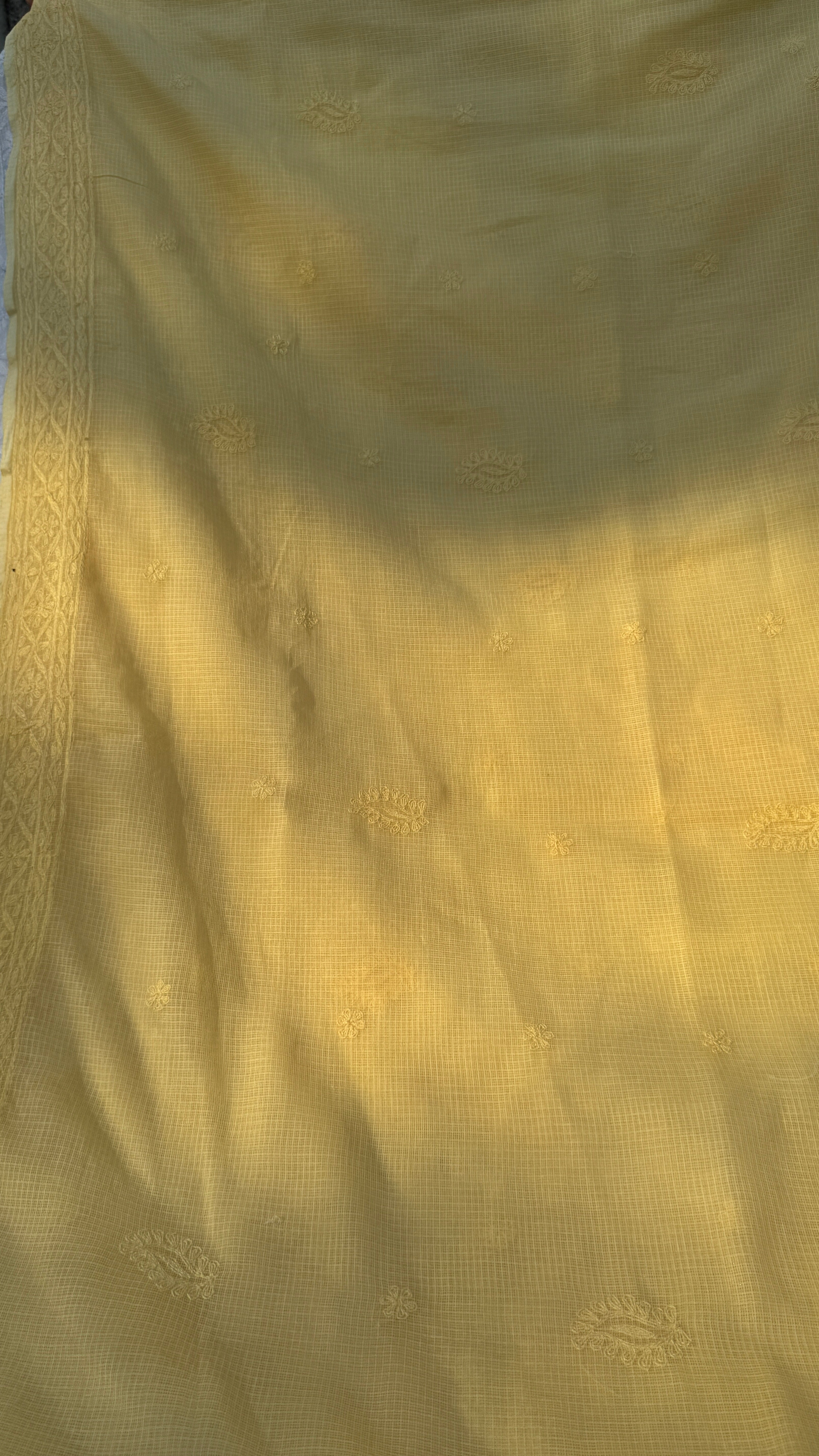 Kota Chikankari saree in Yellow