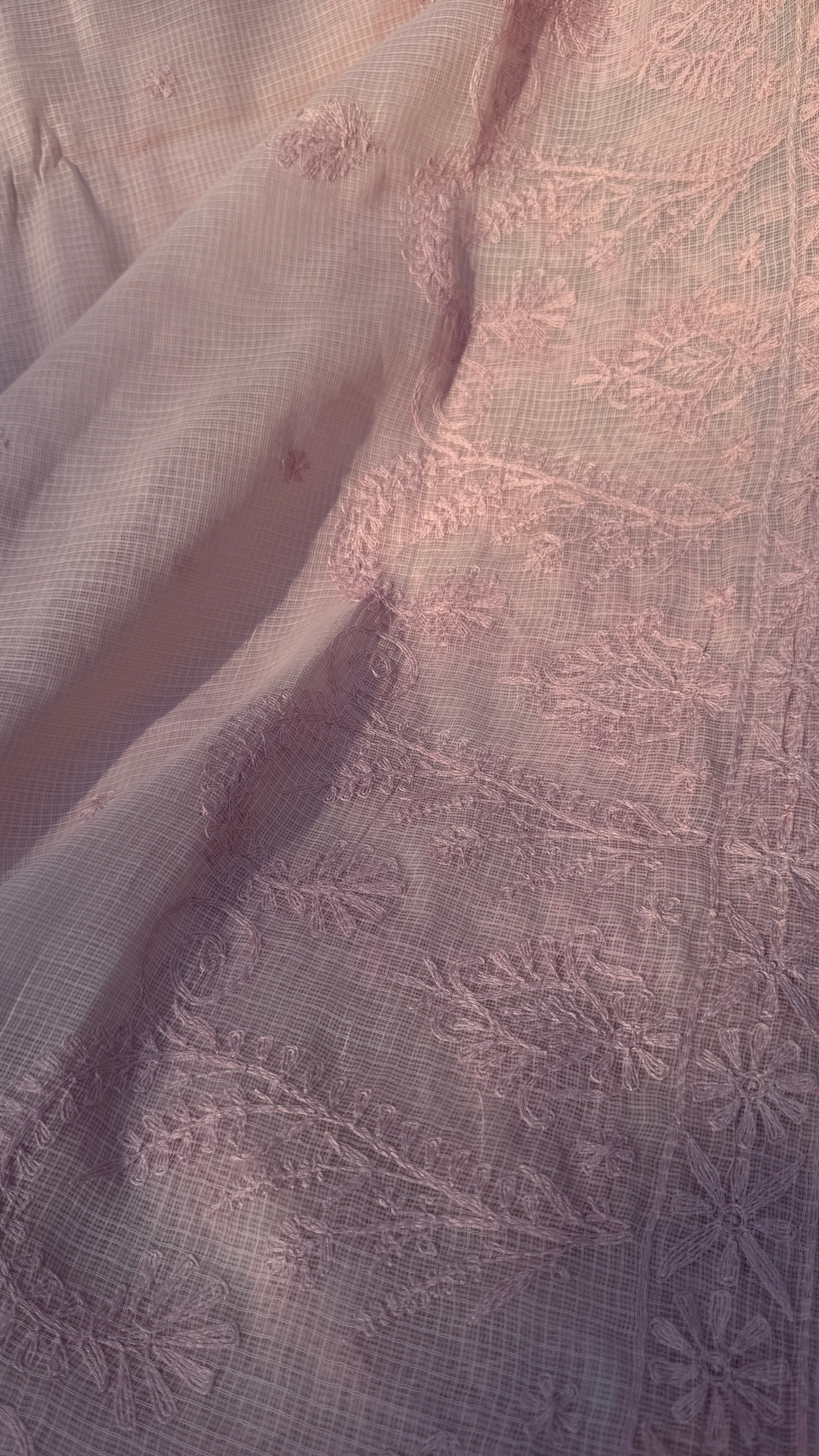 Kota Chikankari saree in Pale Pink