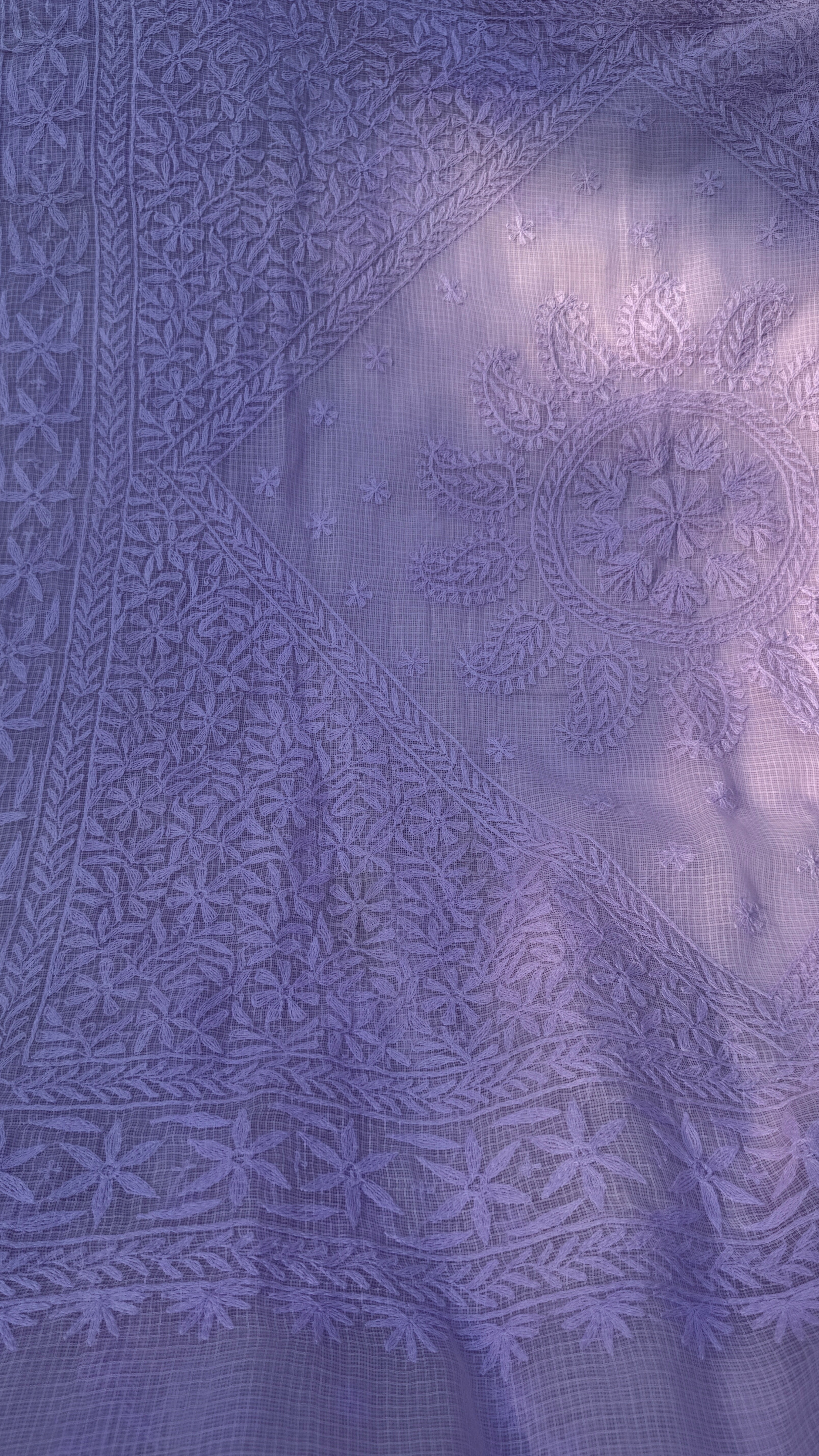 Kota Chikankari saree in Lilac
