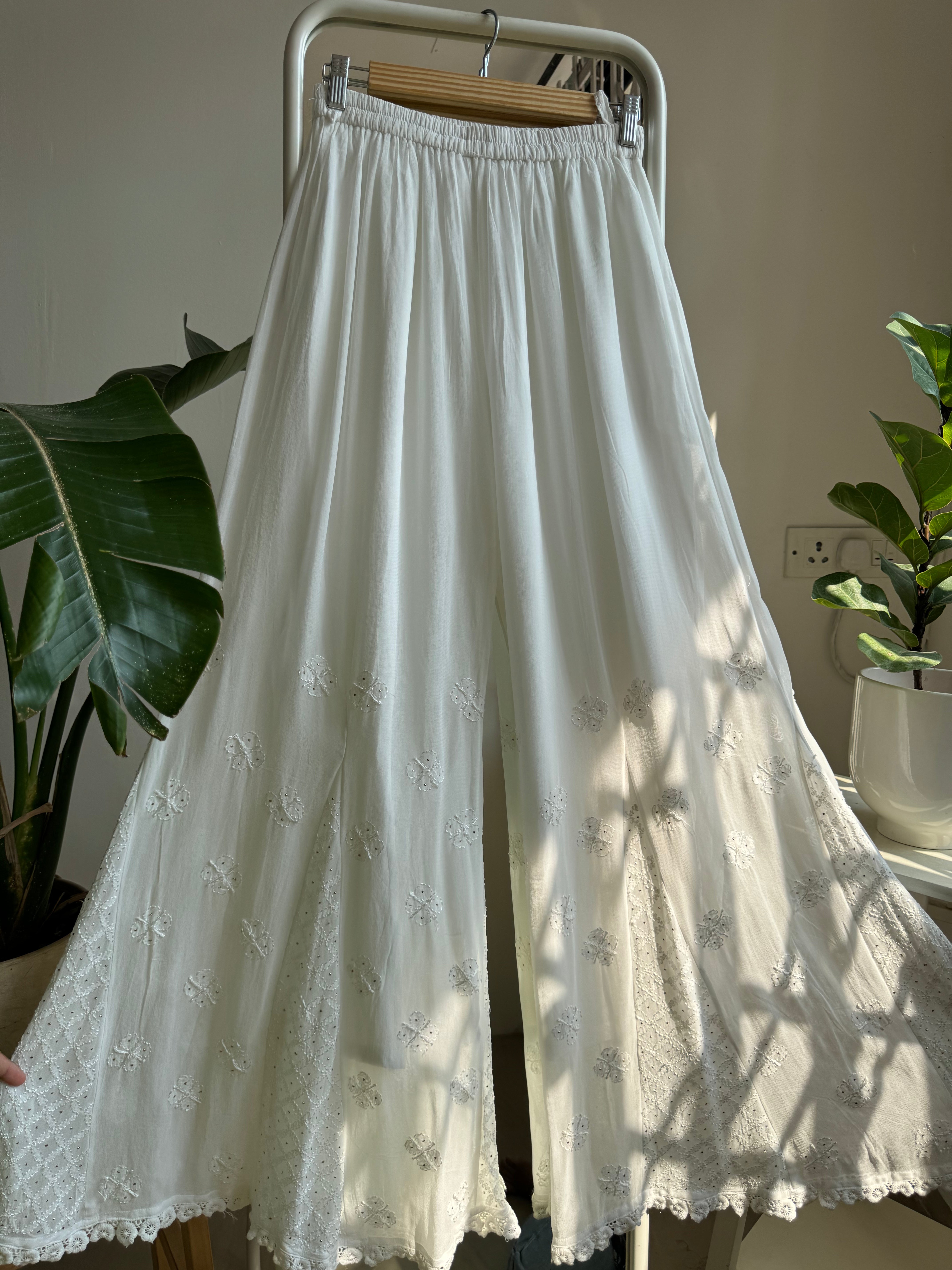 Chikankari Plazzo with mukaish - Flare ARIAA CHIKANKARI
