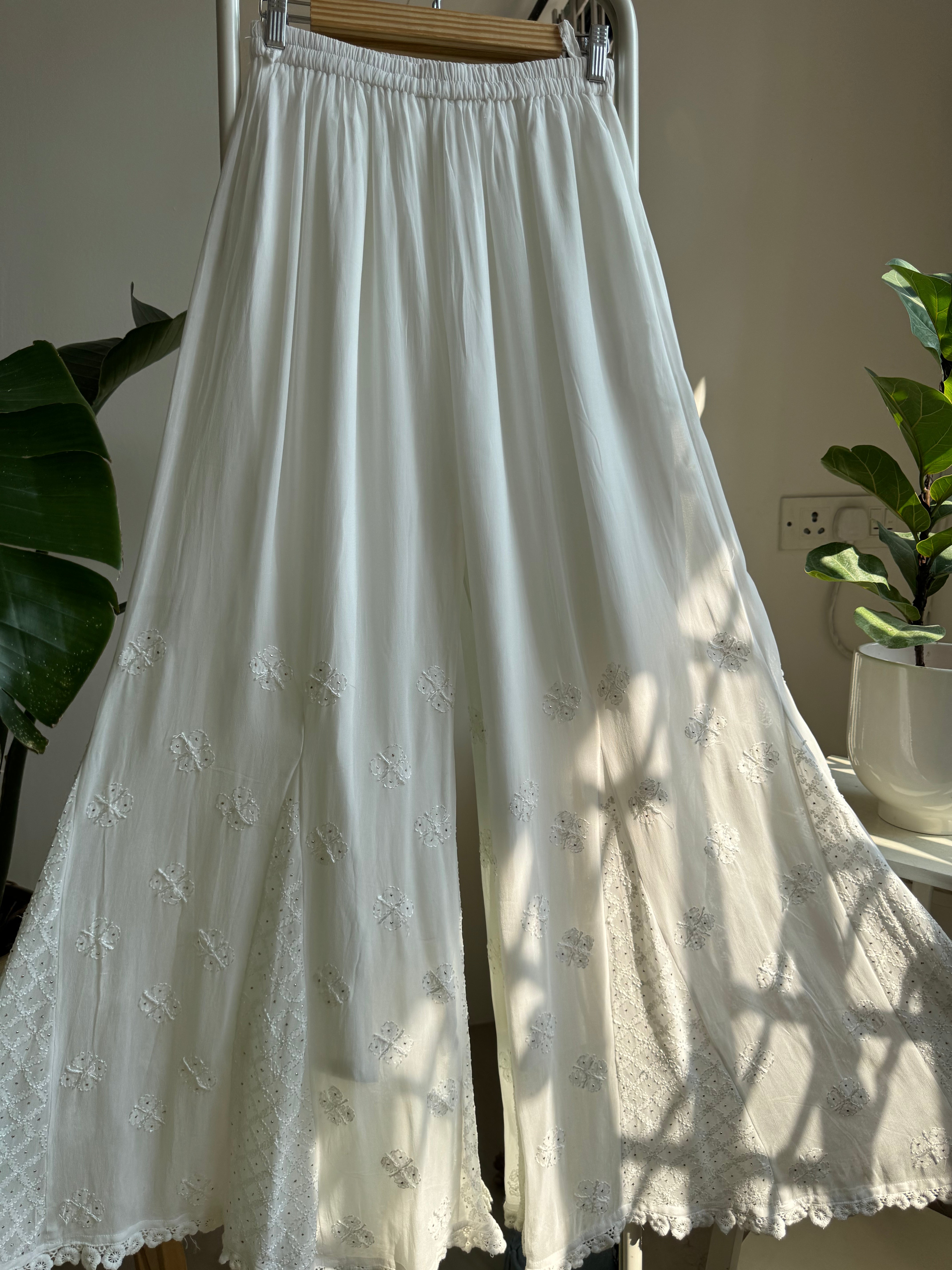 Chikankari Plazzo with mukaish - Flare ARIAA CHIKANKARI