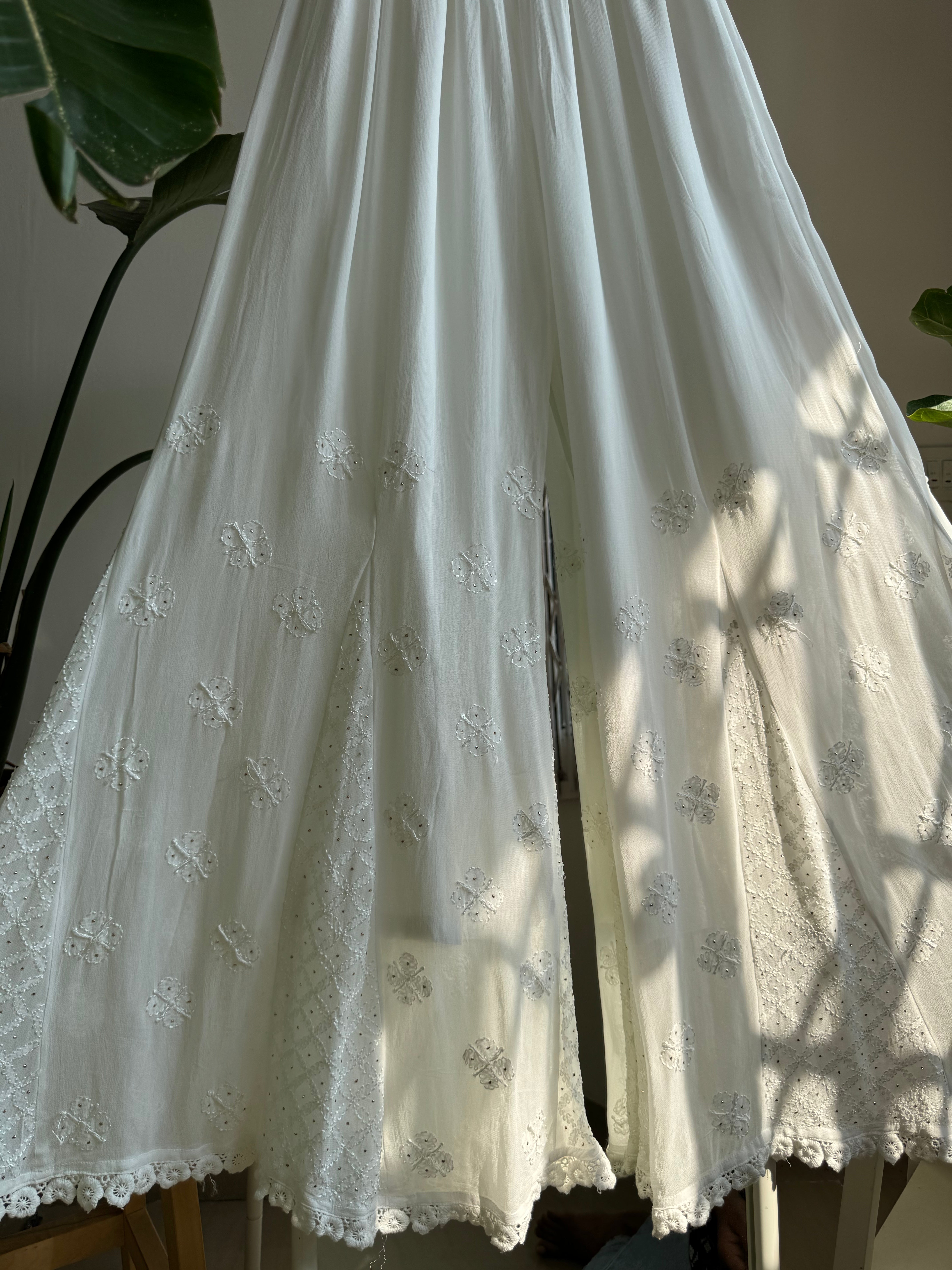 Chikankari Plazzo with mukaish - Flare ARIAA CHIKANKARI