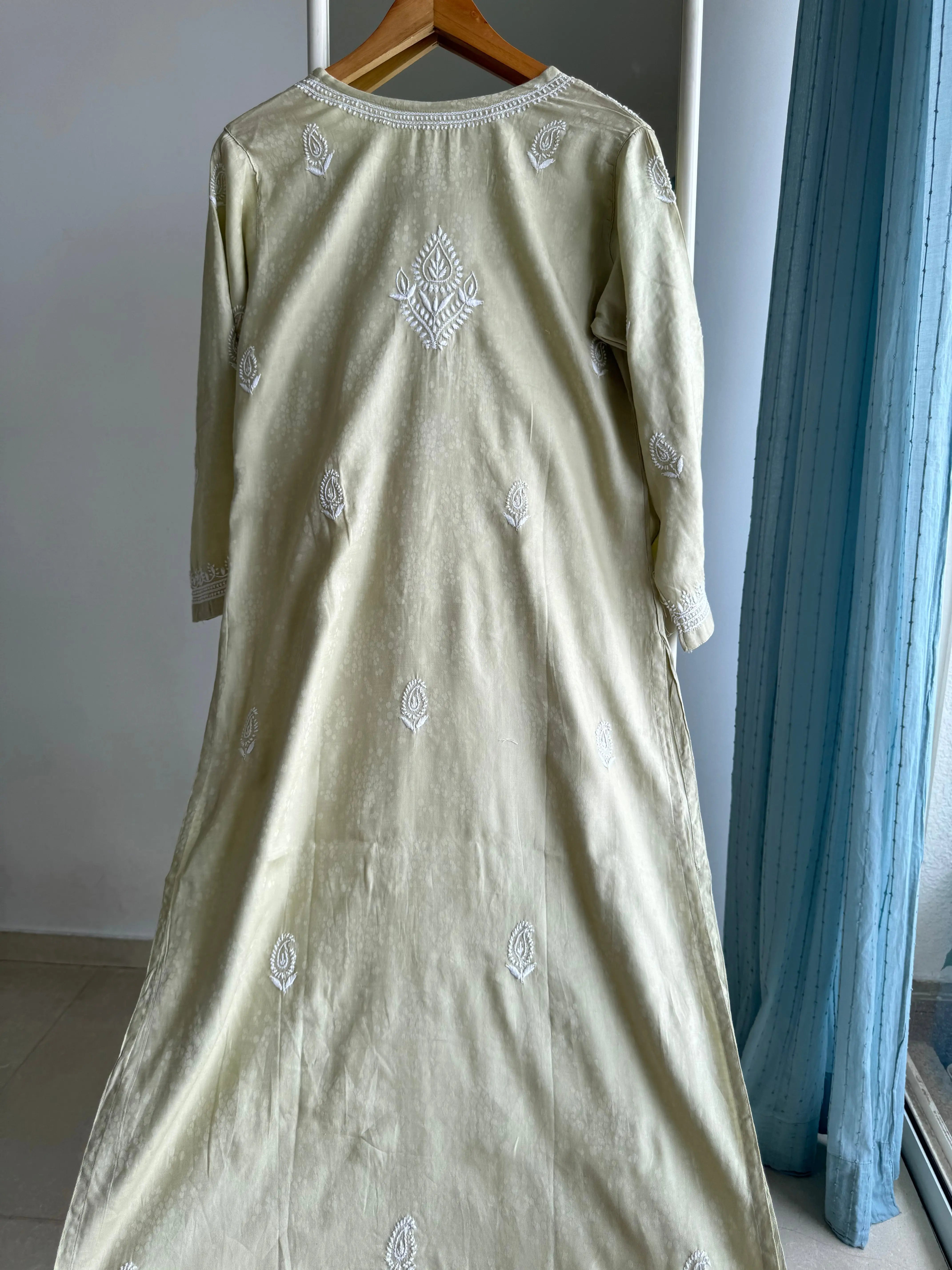 Cotton Chikankari Kurti - Pista Green ARIAA CHIKANKARI