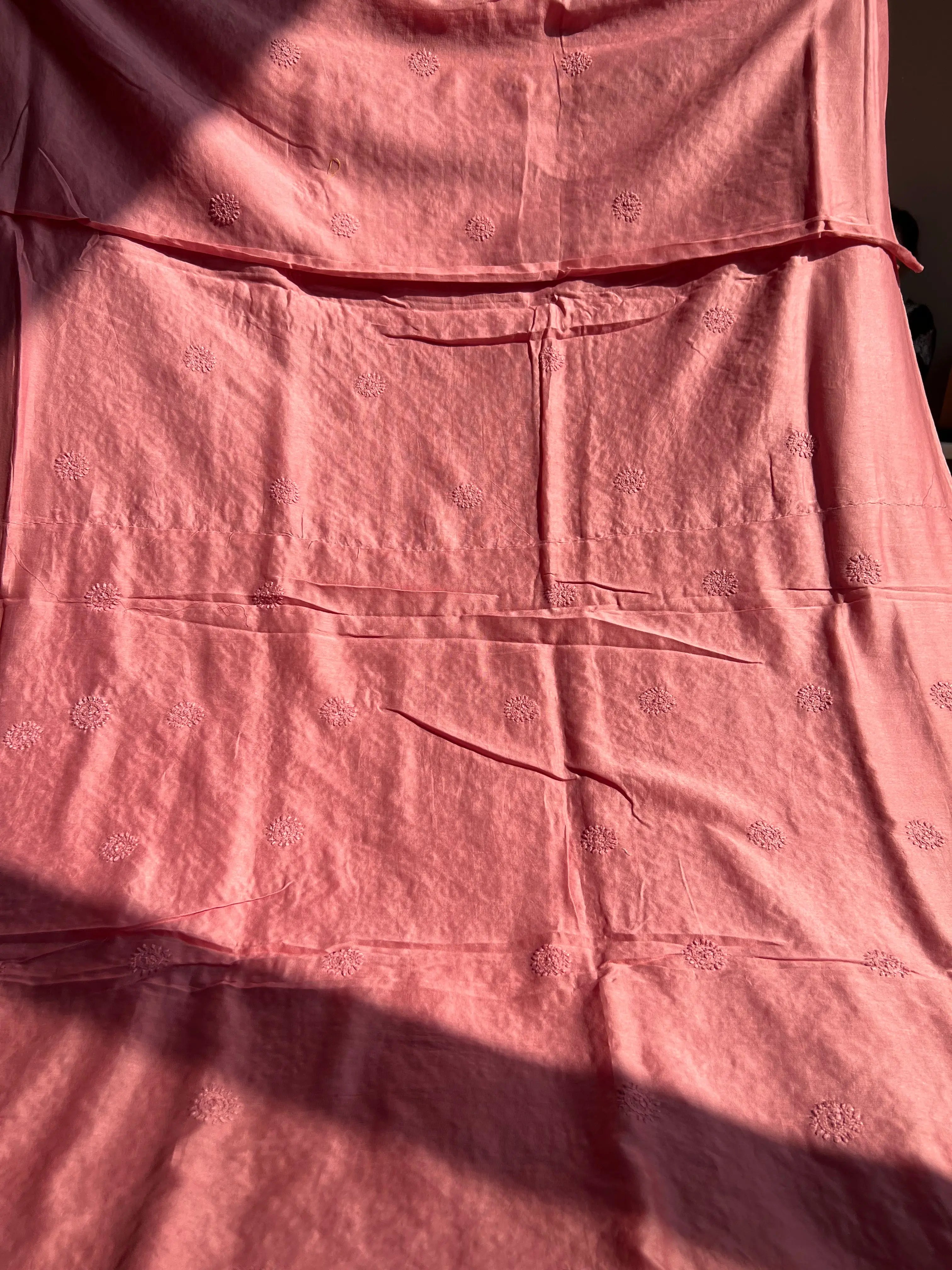 Chanderi Chikankari Kurta Length - Rosewood ARIAA CHIKANKARI