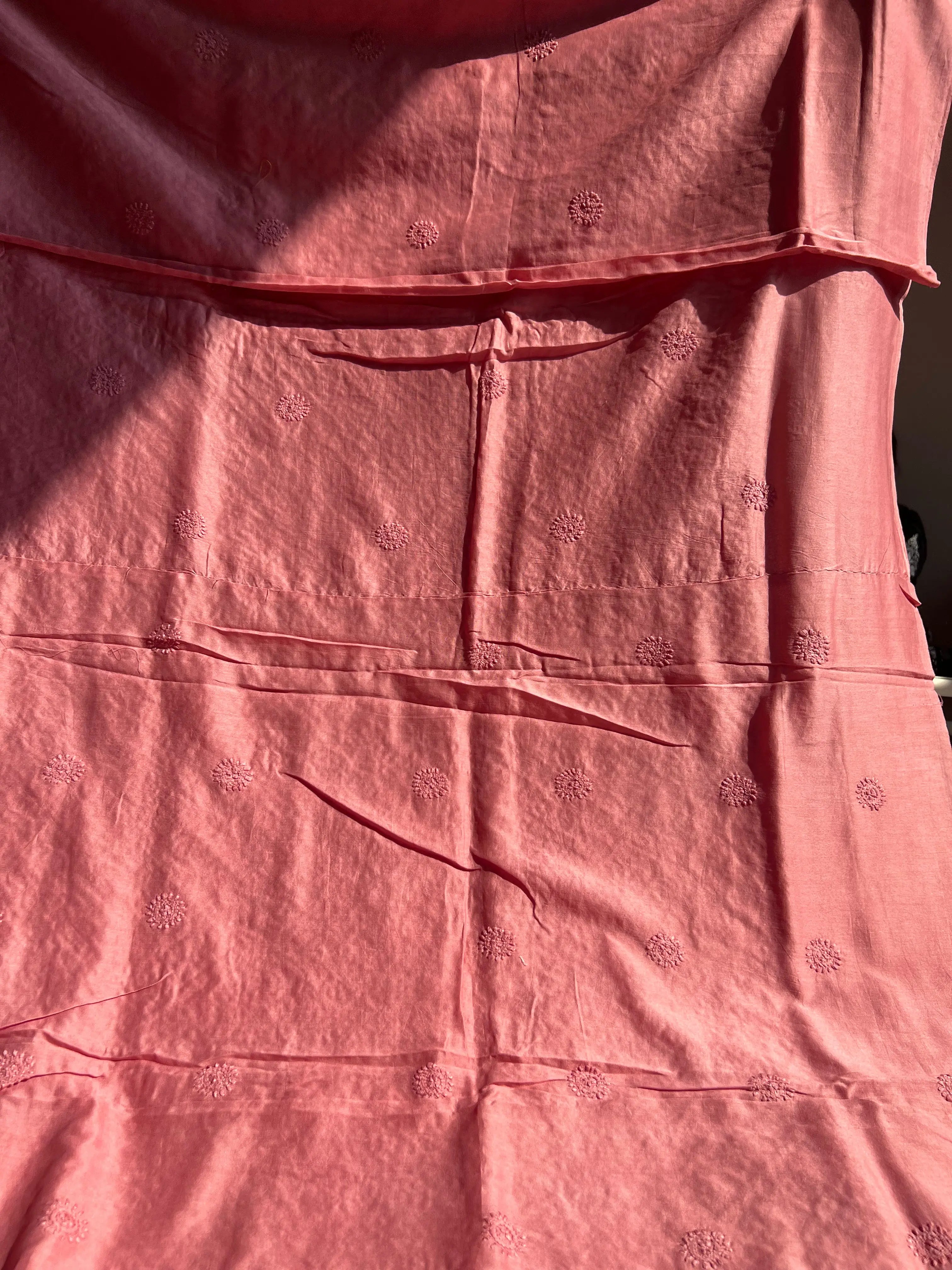 Chanderi Chikankari Kurta Length - Rosewood ARIAA CHIKANKARI