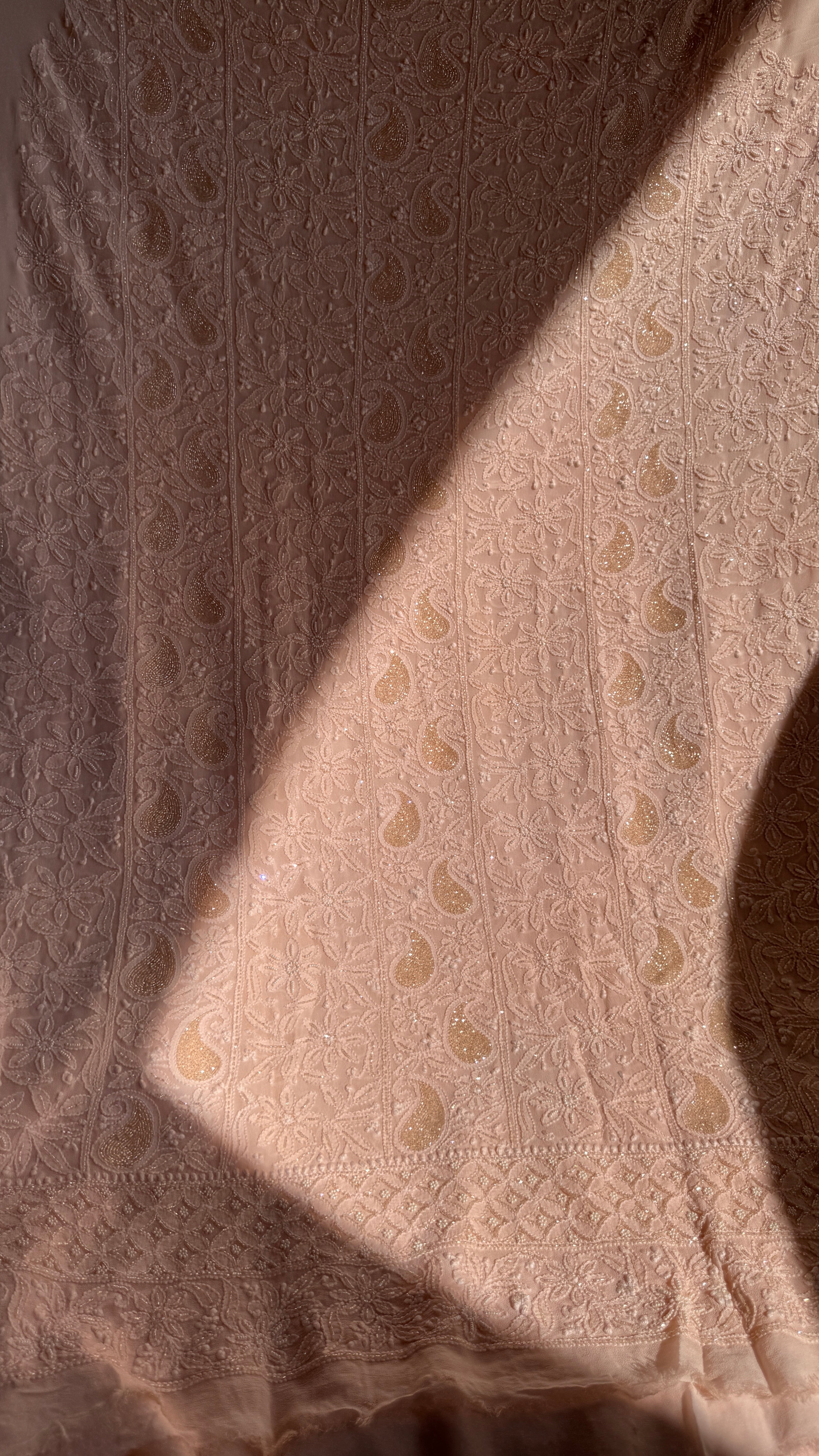 Viscose Chikankari Length with Dupatta - Peach