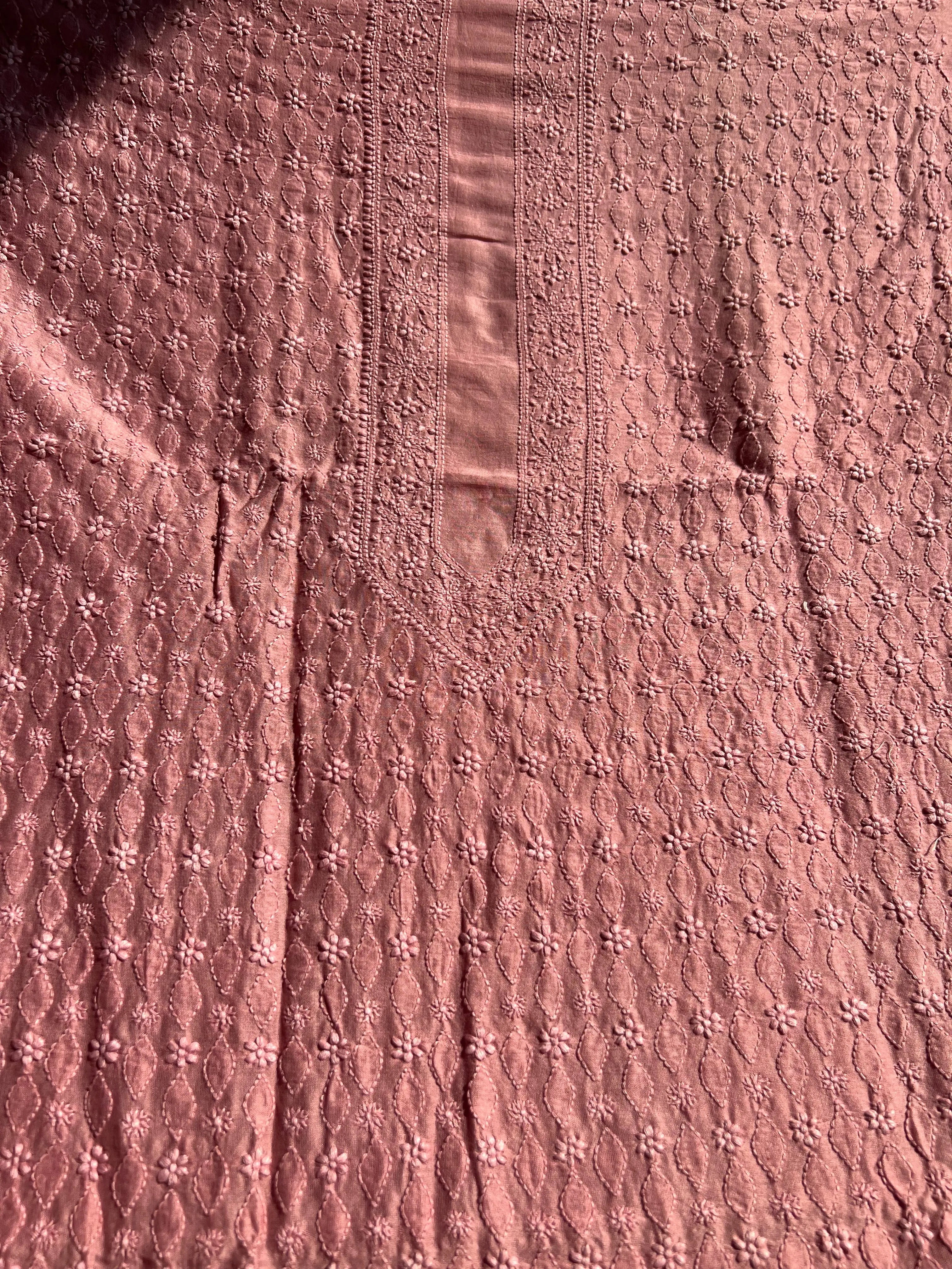 Chanderi Chikankari Kurta Length - Mens- Rosewood ARIAA CHIKANKARI