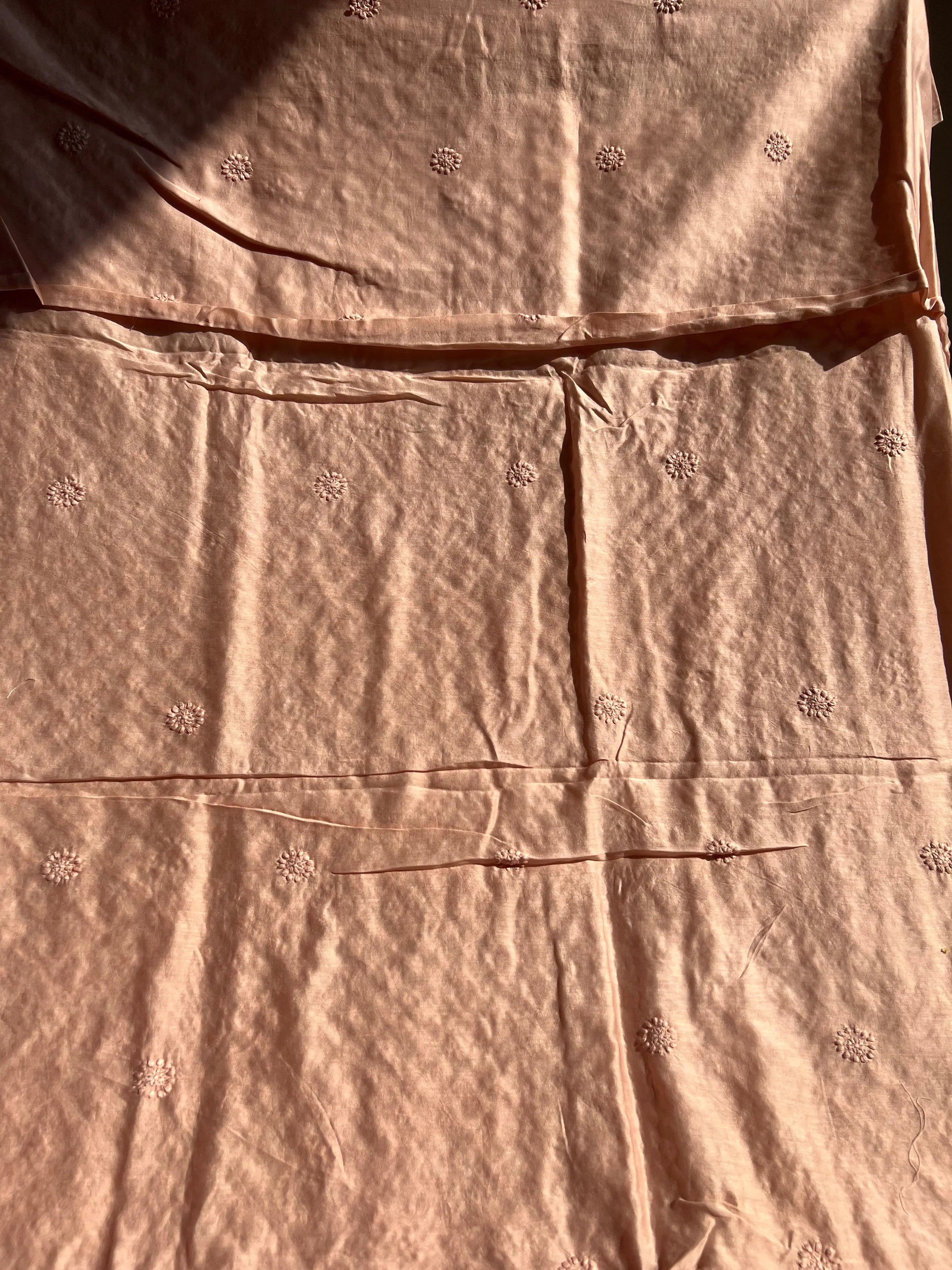 Chanderi Chikankari Kurta Length - Mens-Beige ARIAA CHIKANKARI