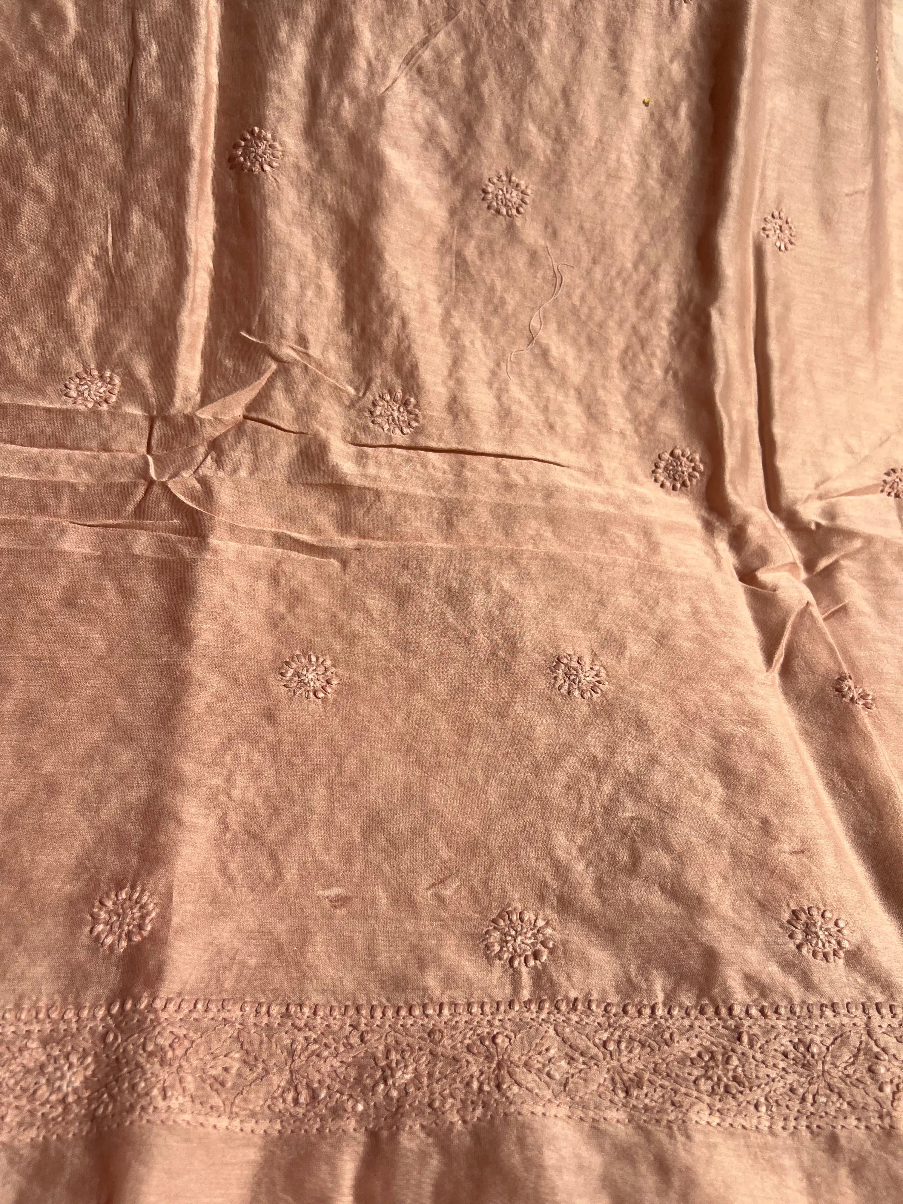 Chanderi Chikankari Kurta Length - Mens-Beige ARIAA CHIKANKARI