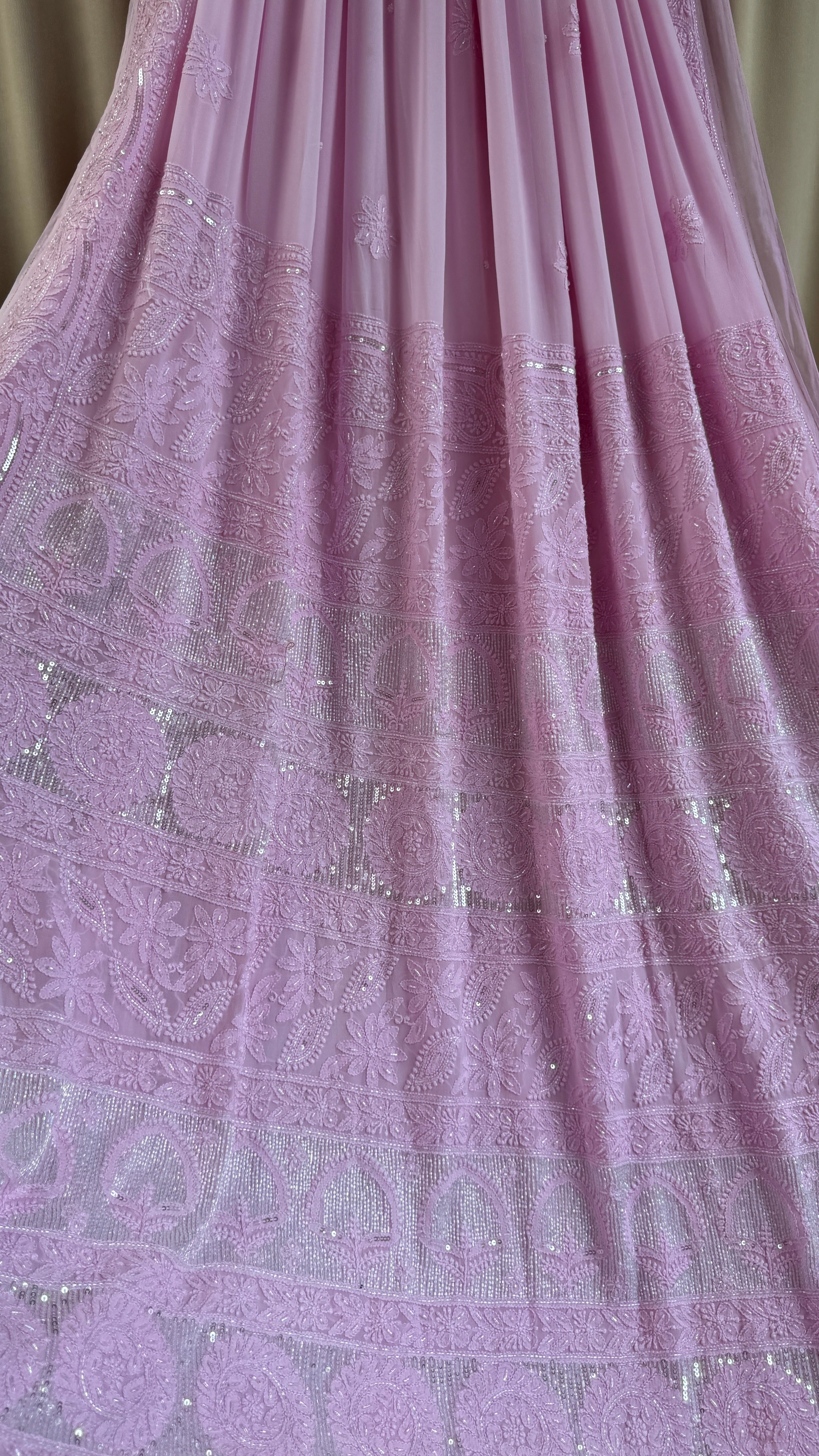 Viscose Chikankari saree with Pearl embellishments - Pink