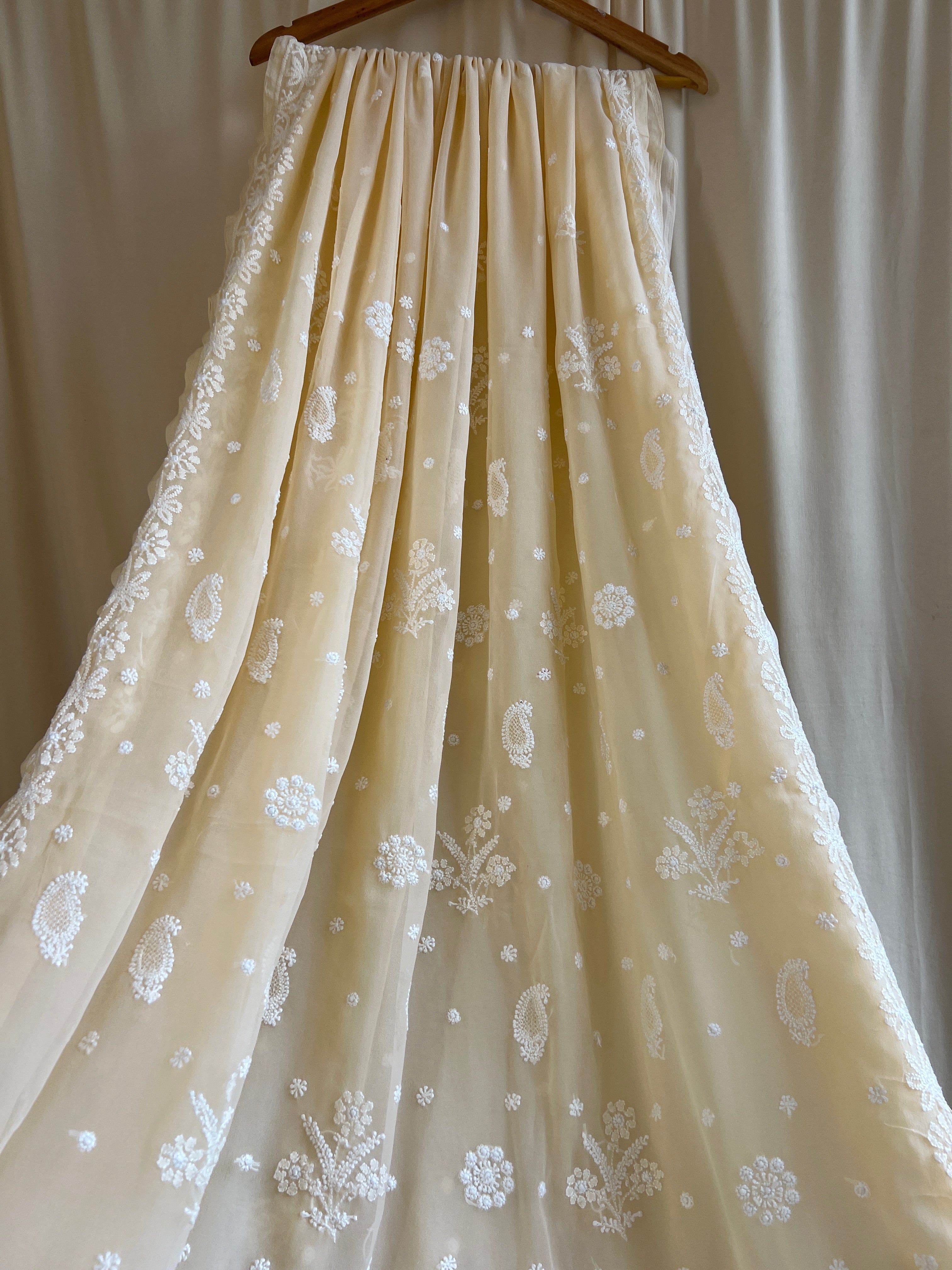 Georgette Chikankari saree in Cream ARIAA CHIKANKARI