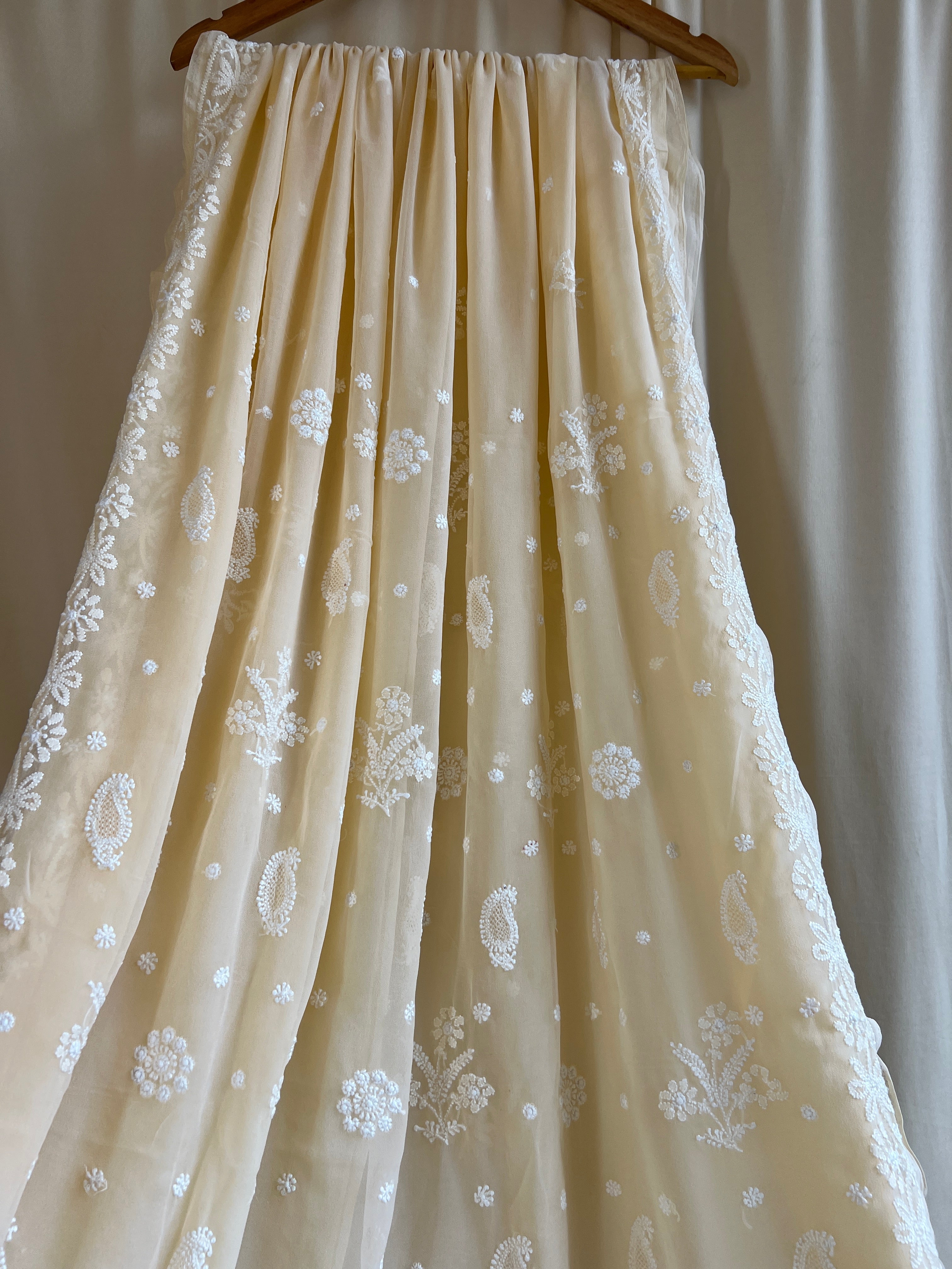 Georgette Chikankari saree in Cream ARIAA CHIKANKARI