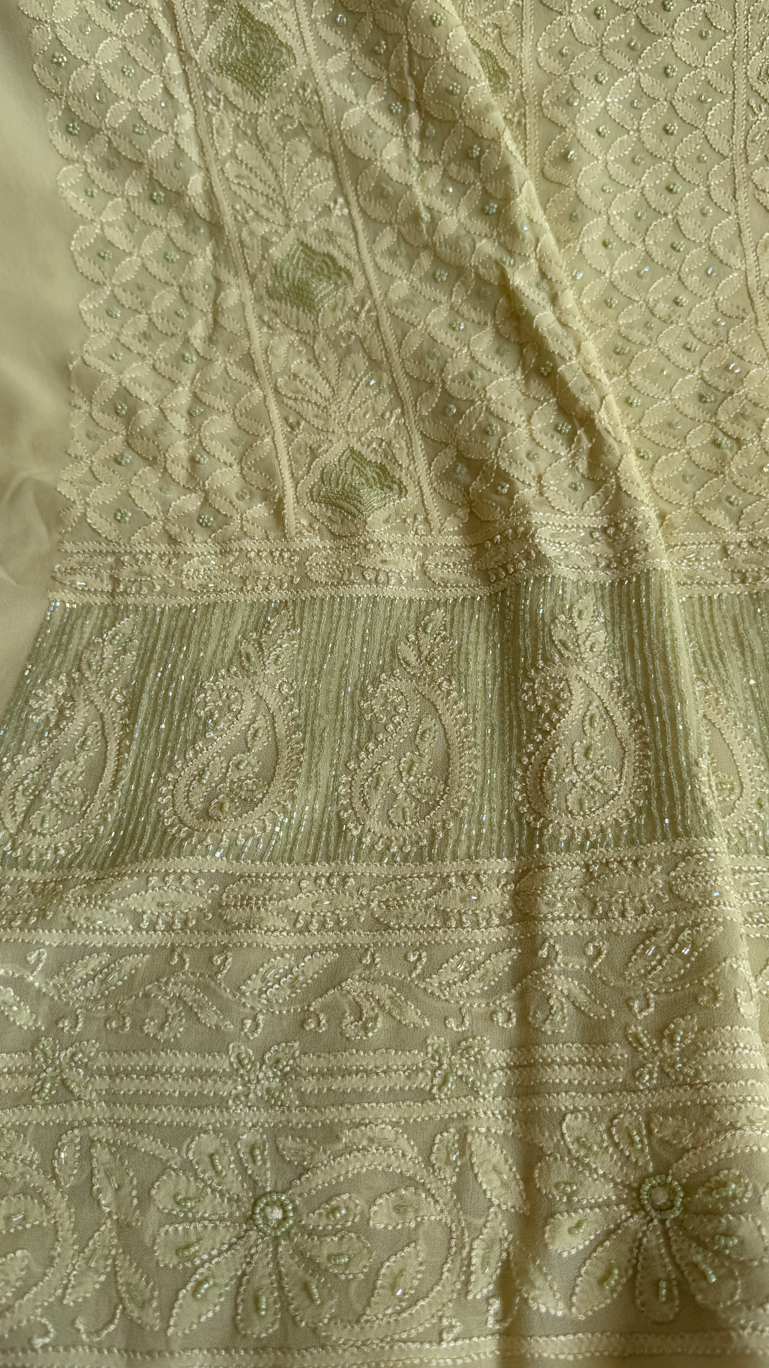 Viscose Chikankari Length with Dupatta - Sheen Green