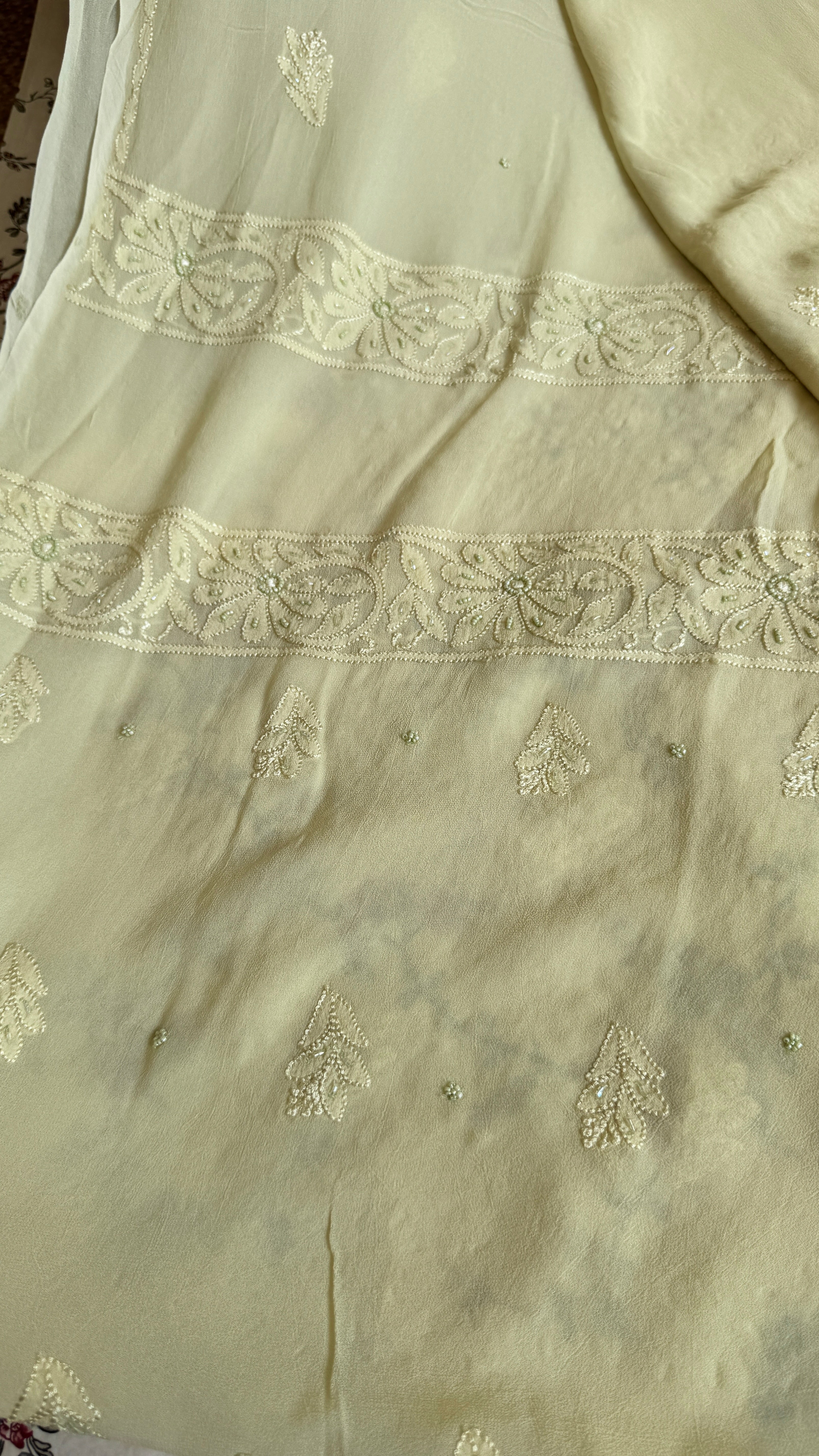 Viscose Chikankari Length with Dupatta - Sheen Green