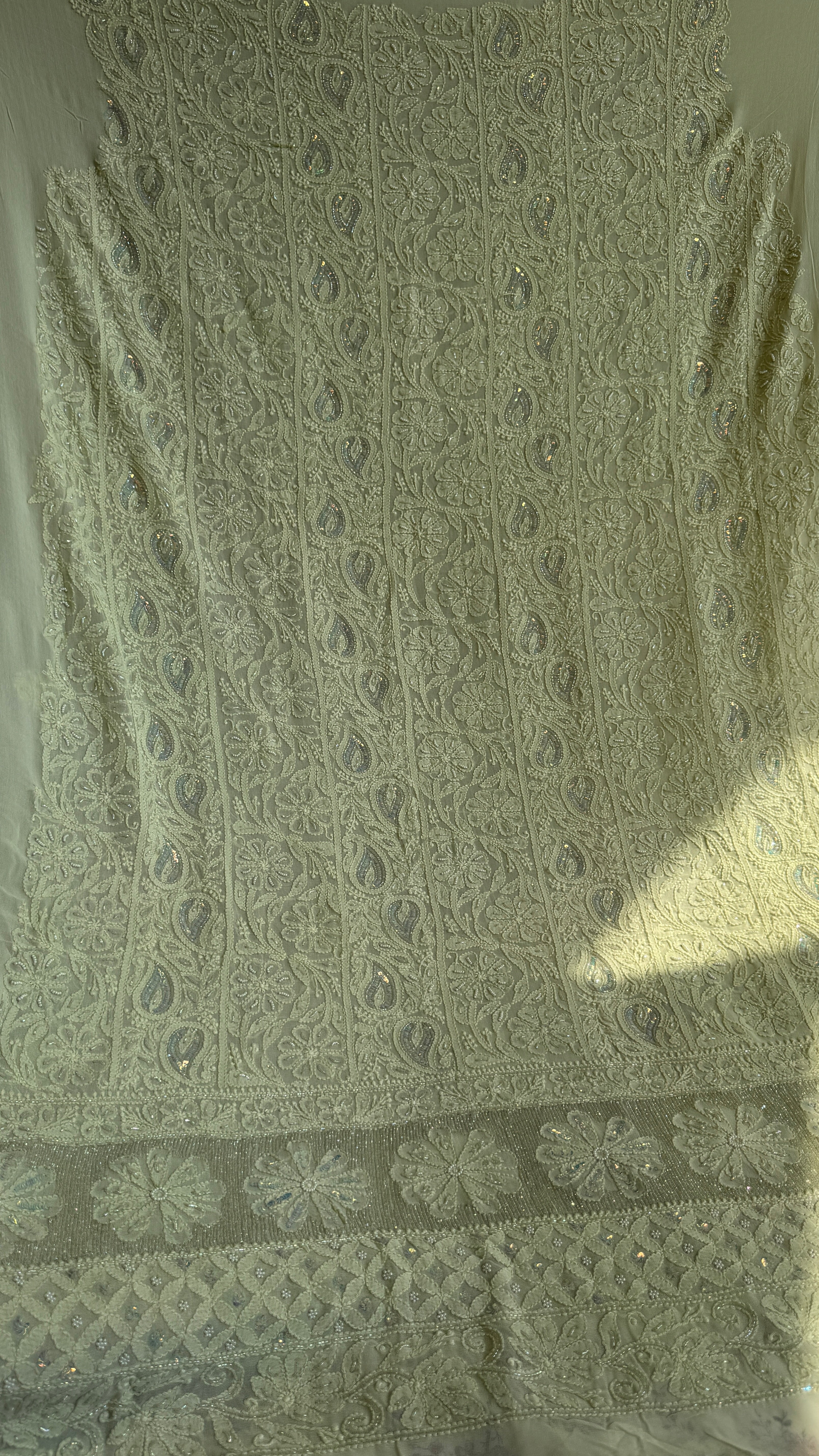 Viscose Chikankari Length with Dupatta - Sheen Green