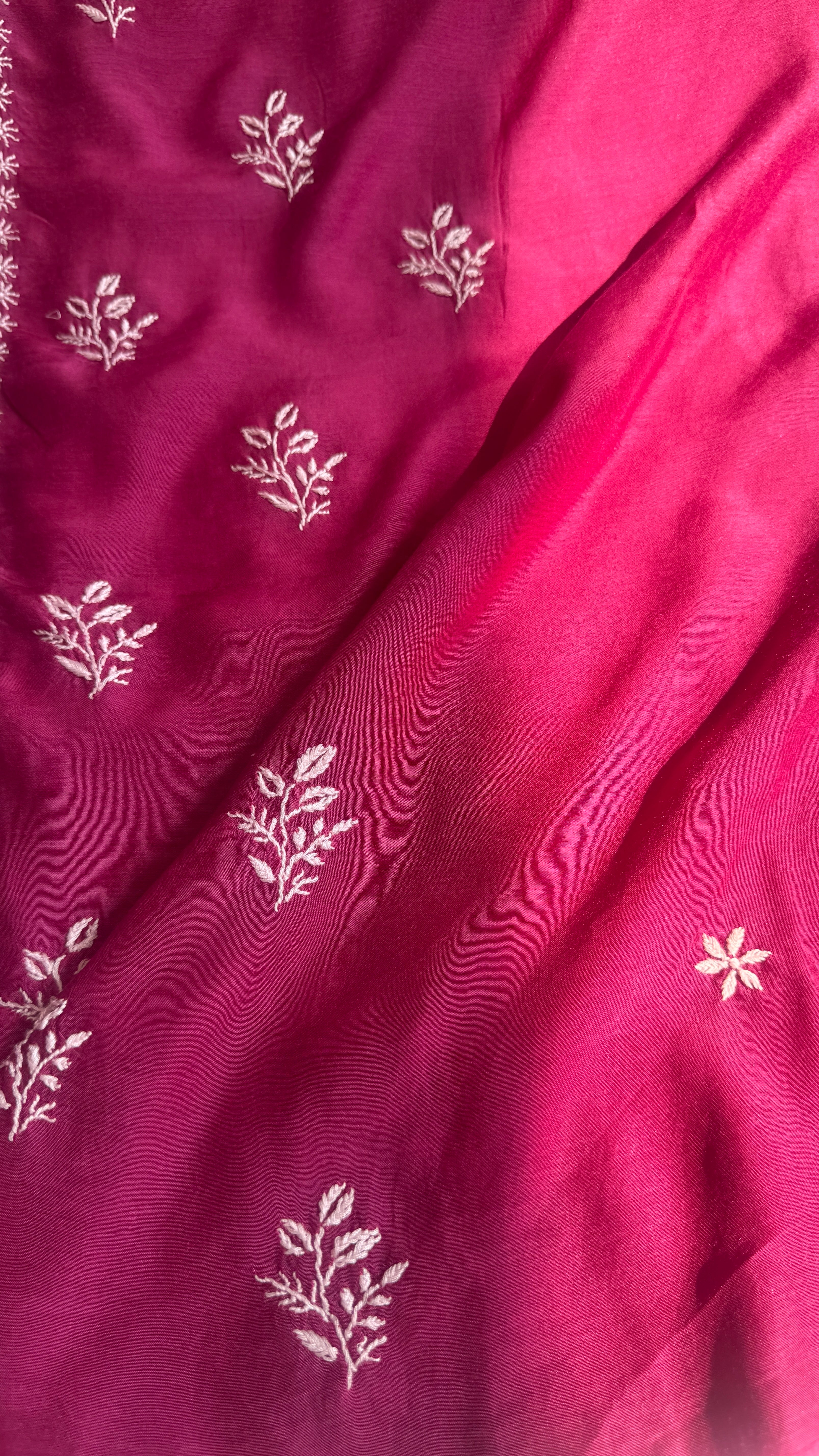 Pure Muslin kurti Length unstitched - Berry Pink