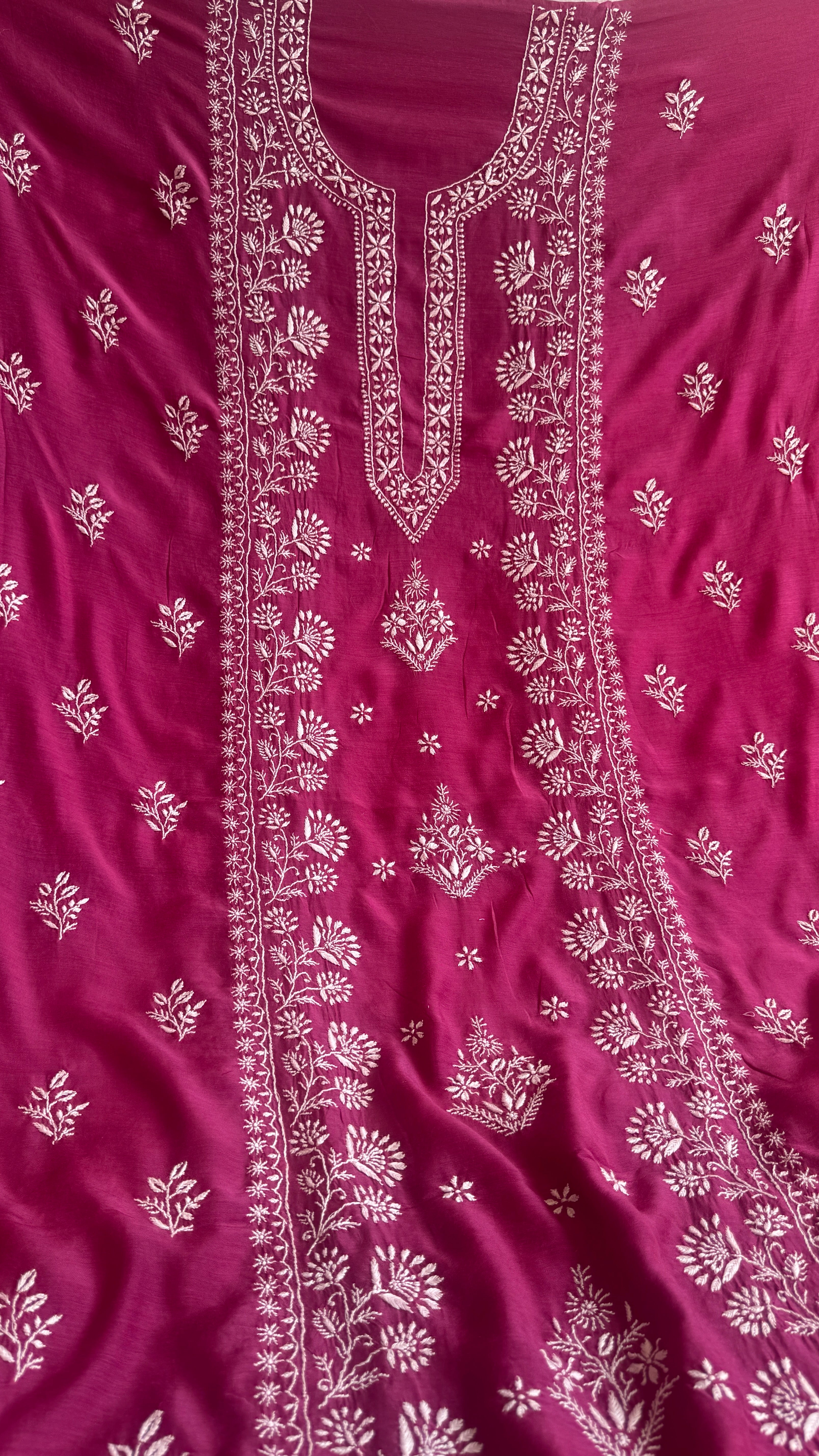Pure Muslin kurti Length unstitched - Berry Pink