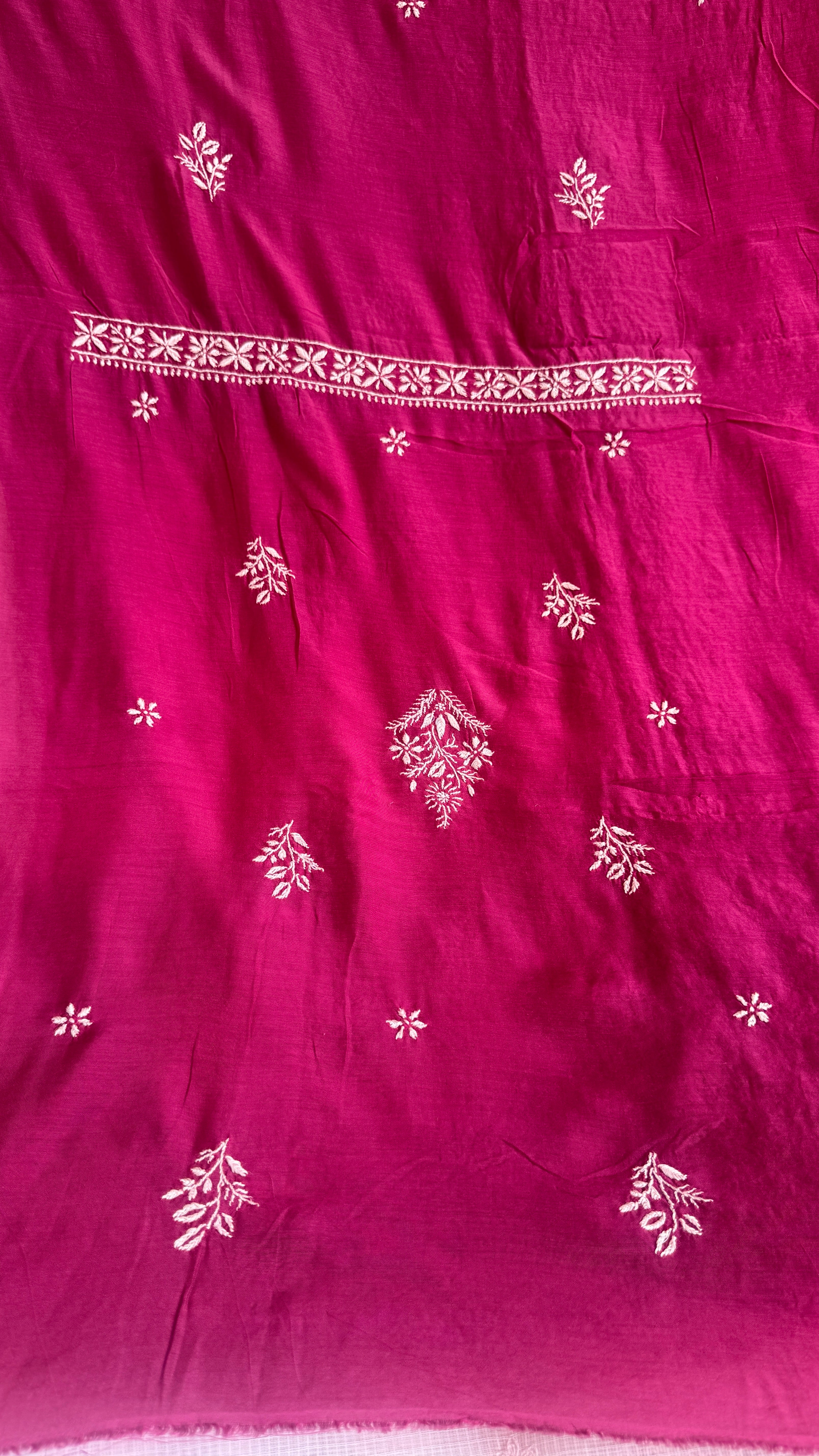 Pure Muslin kurti Length unstitched - Berry Pink