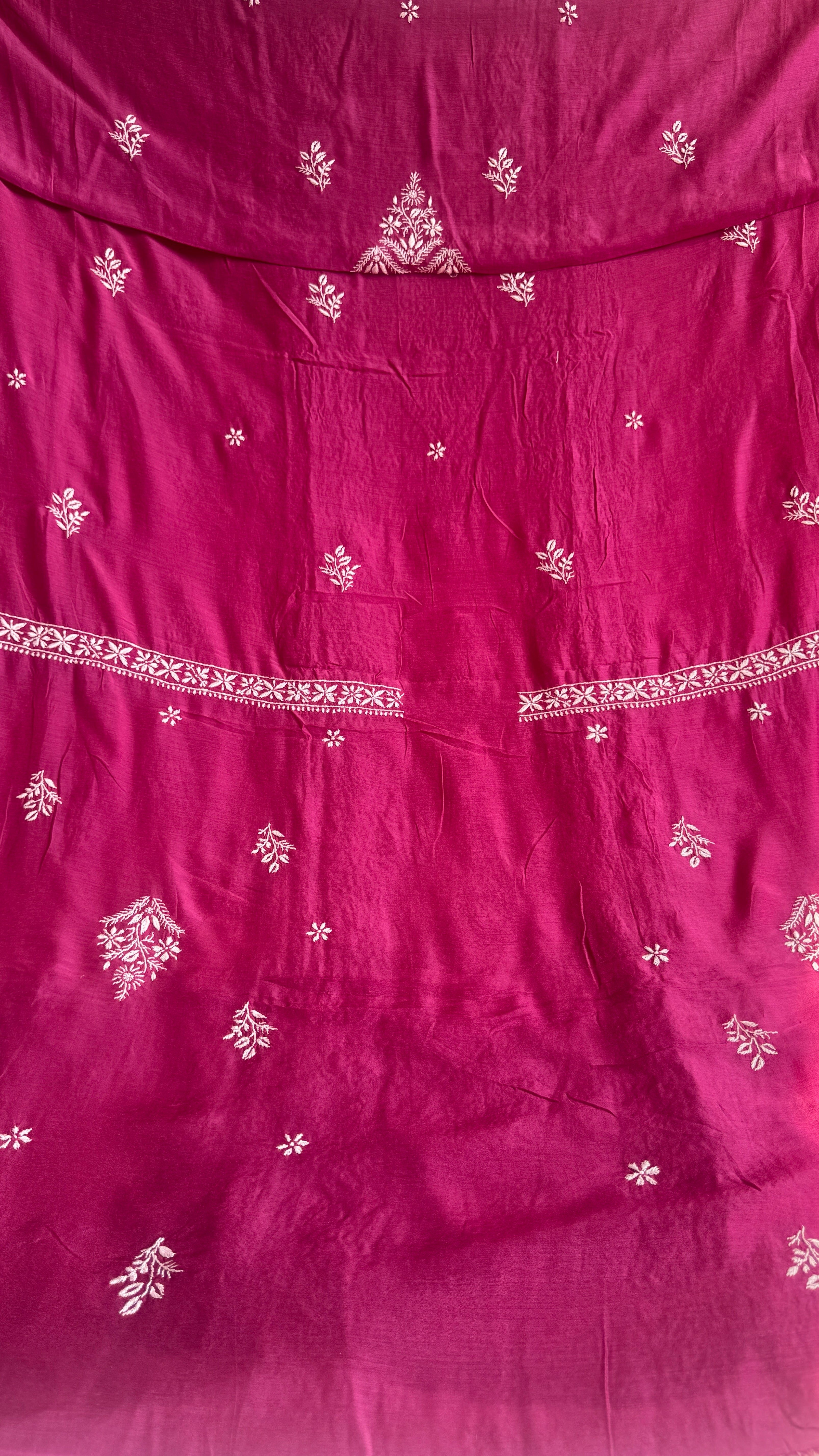 Pure Muslin kurti Length unstitched - Berry Pink