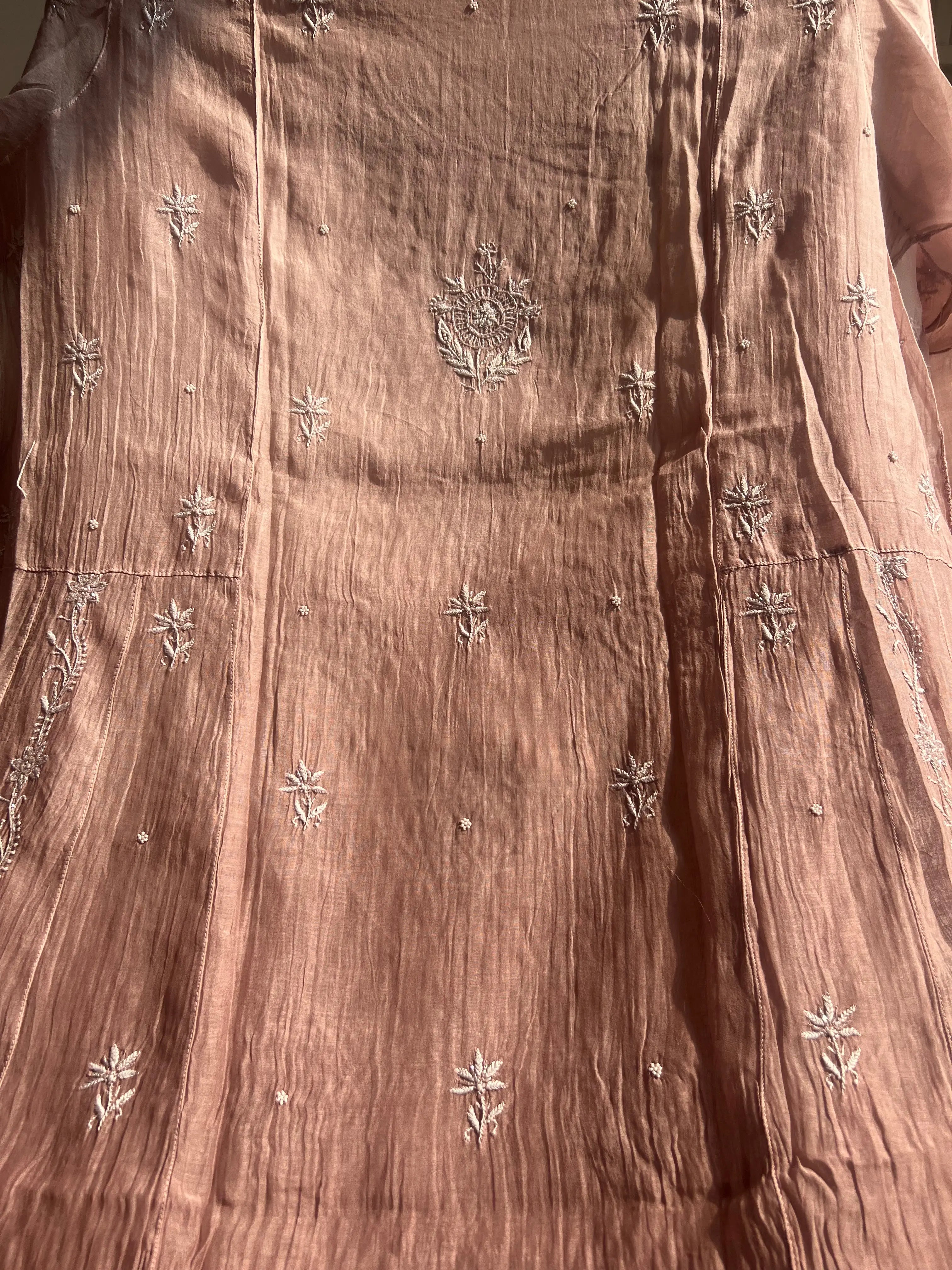 Mul Chanderi Chikankari Anarkali - Mauve Ombre ARIAA CHIKANKARI