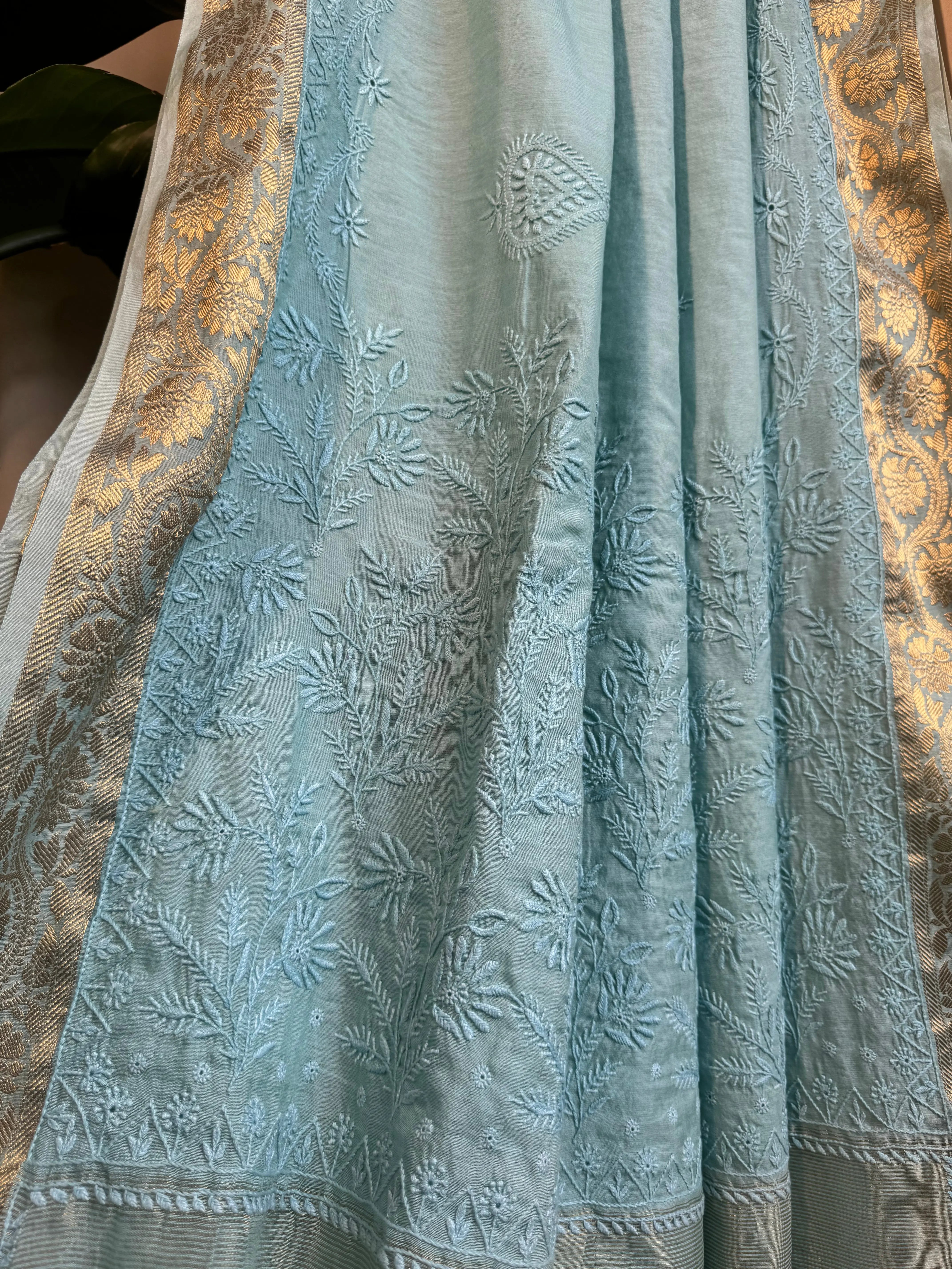 Chanderi Chikankari saree in Pink ARIAA CHIKANKARI