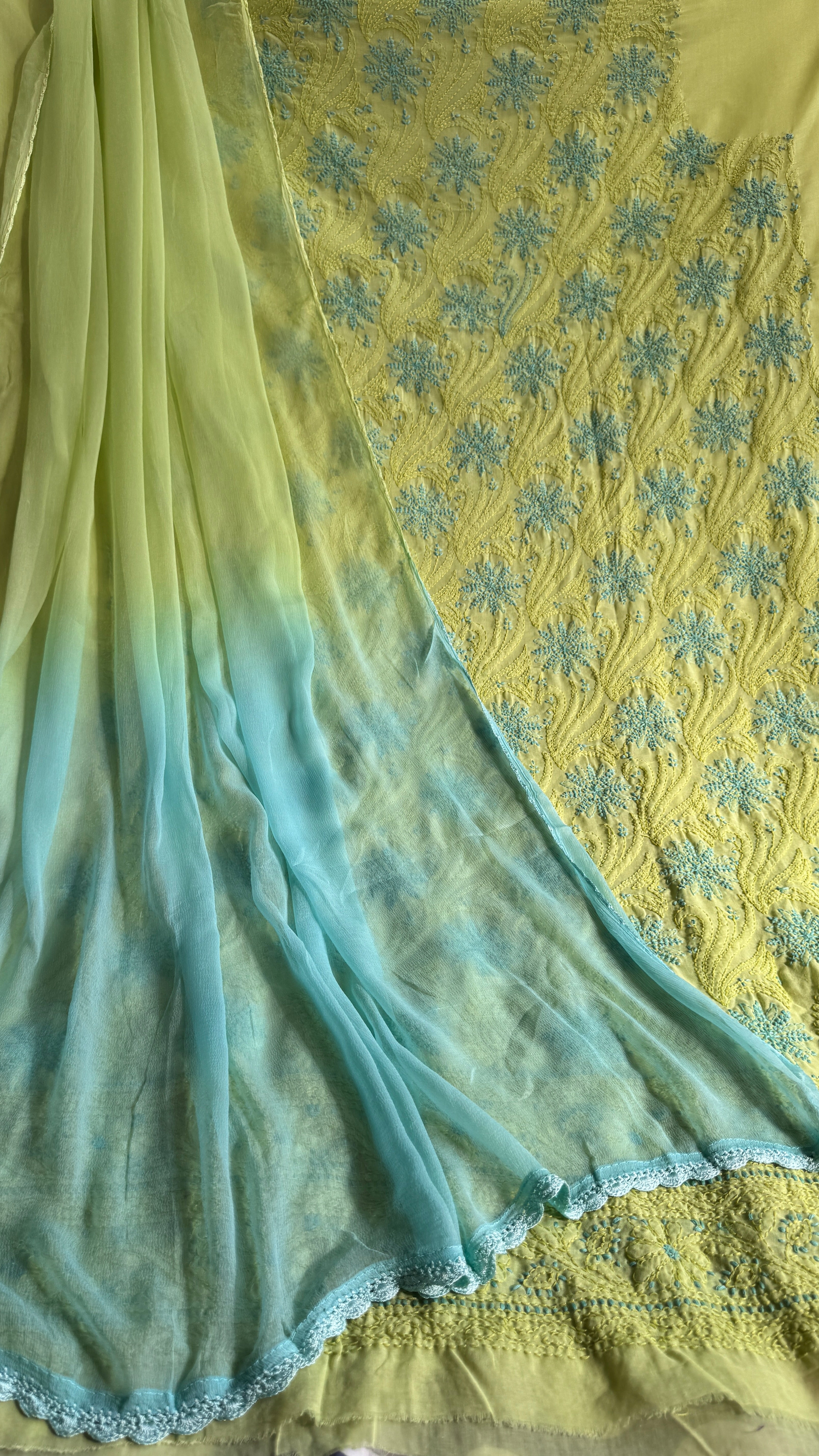 Handcrafted Lucknowi Chikankari Suit Set - Full Jaal - ARIAA CHIKANKARI