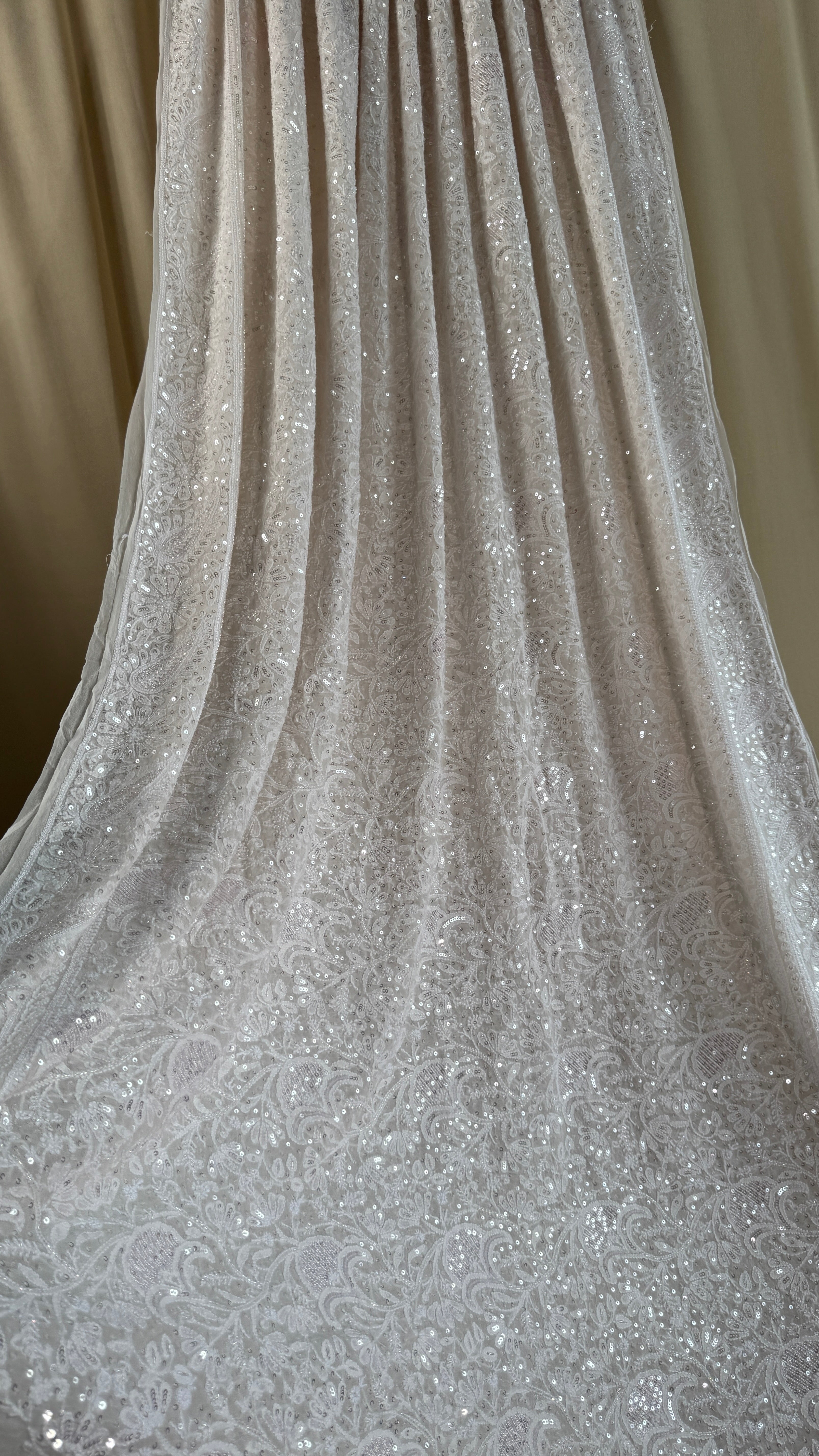 Pure Georgette Lucknow Chikankari Saree - white - Rooh Collection