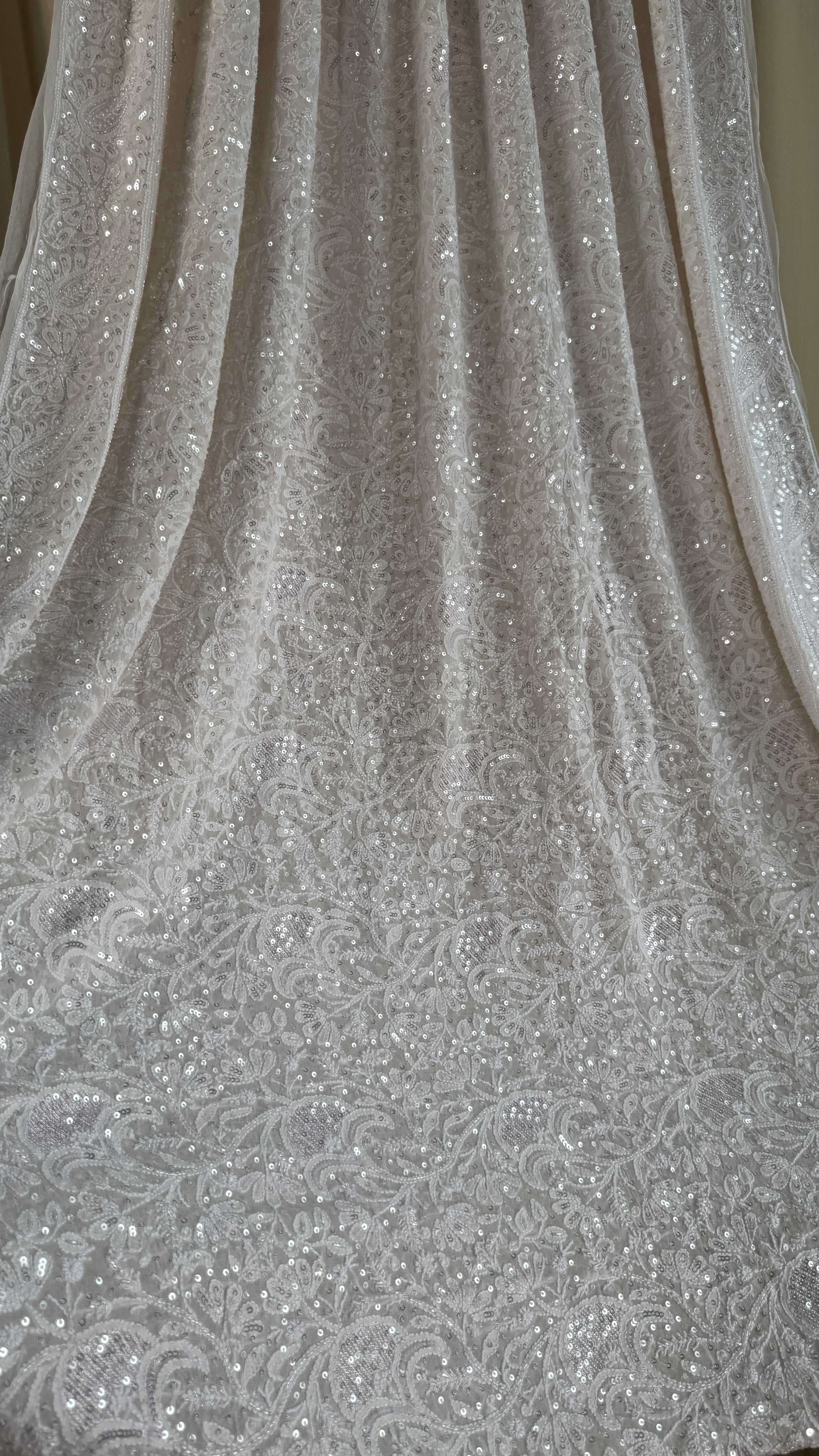 Pure Georgette Lucknow Chikankari Saree - white - Rooh Collection