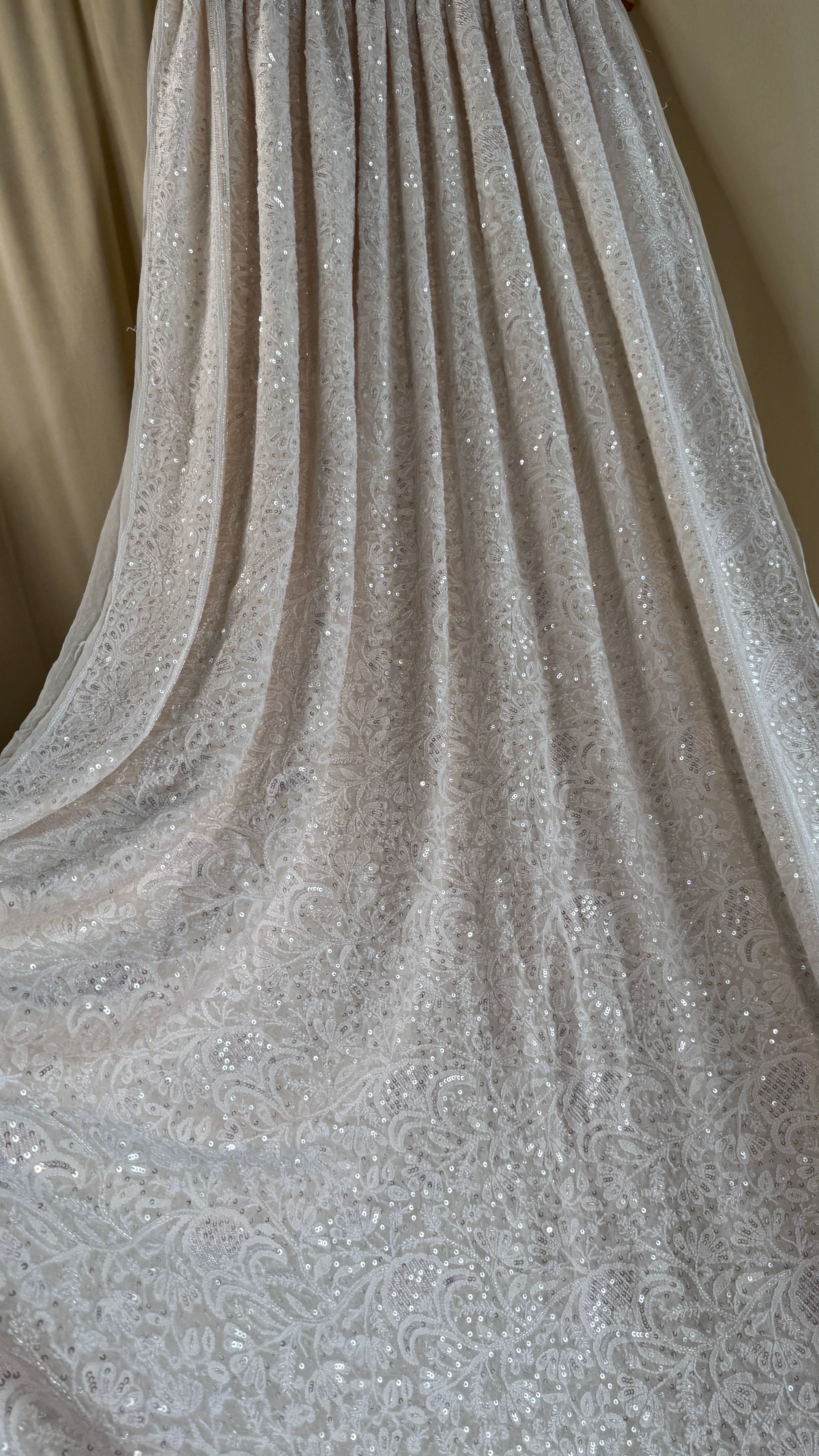 Pure Georgette Lucknow Chikankari Saree - white - Rooh Collection