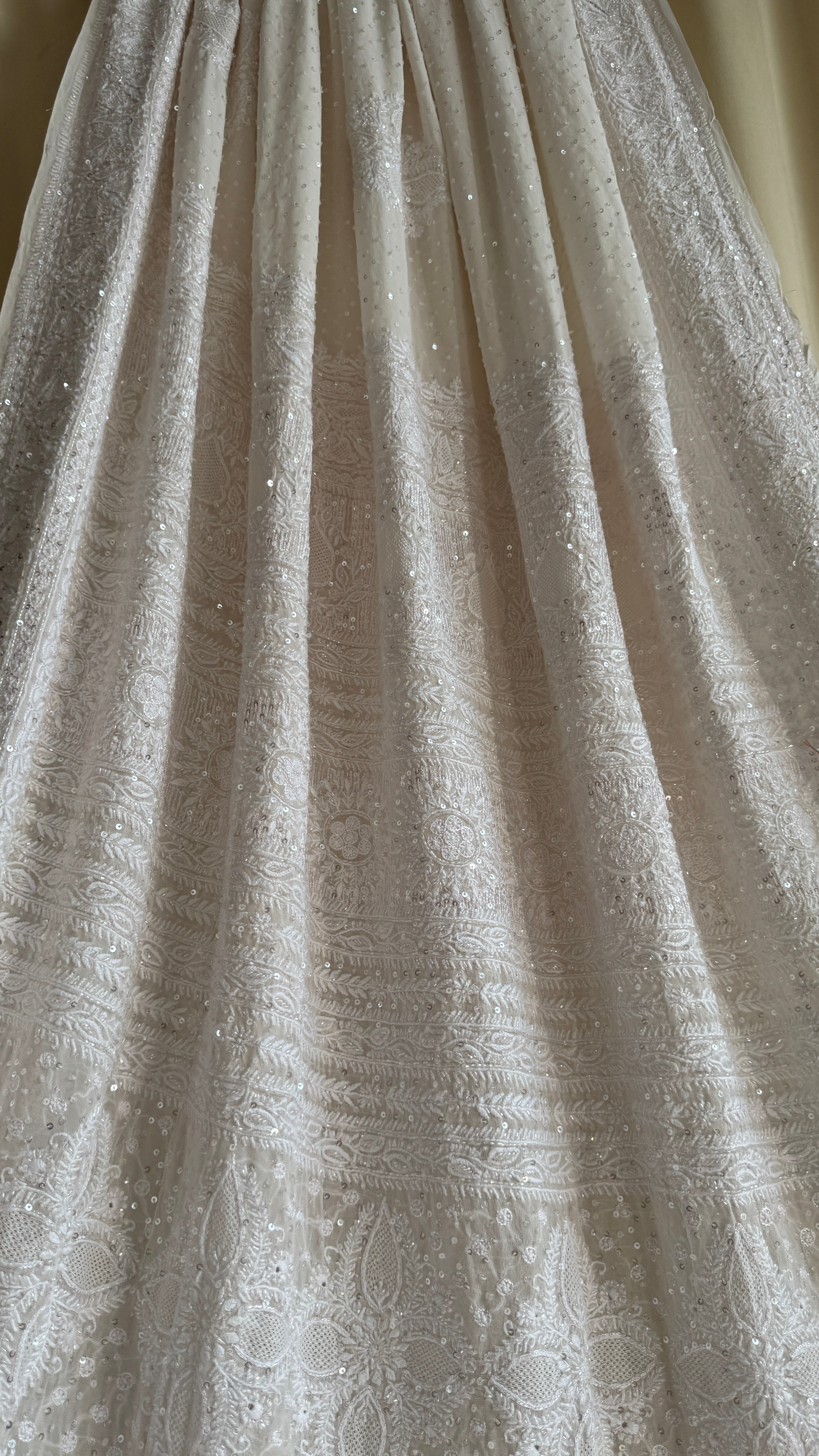 Pure Georgette Lucknow Chikankari Saree -White - Rooh Collection