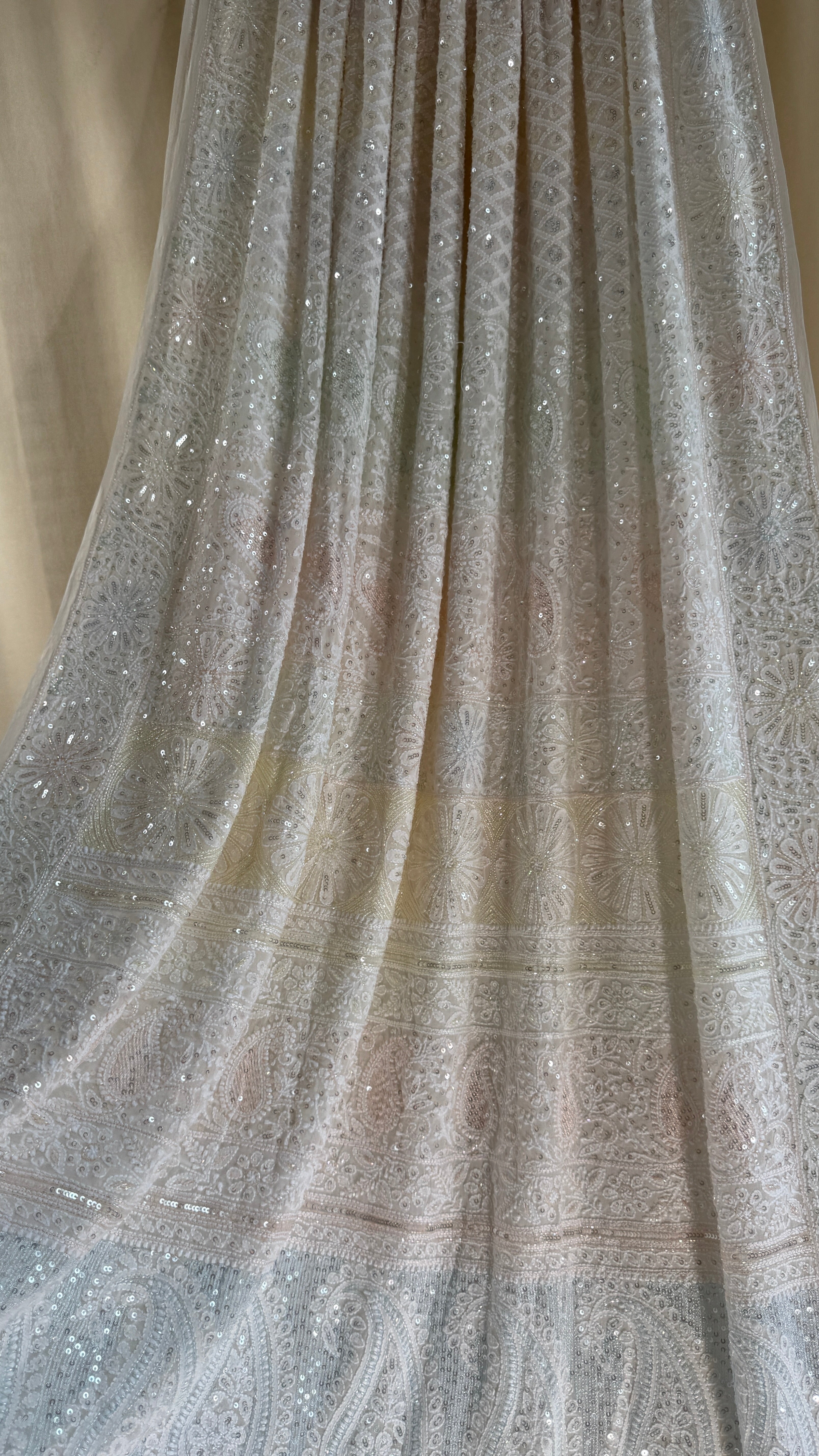 Pure Georgette Lucknow Chikankari Saree -white - multi Color- Rooh Collection