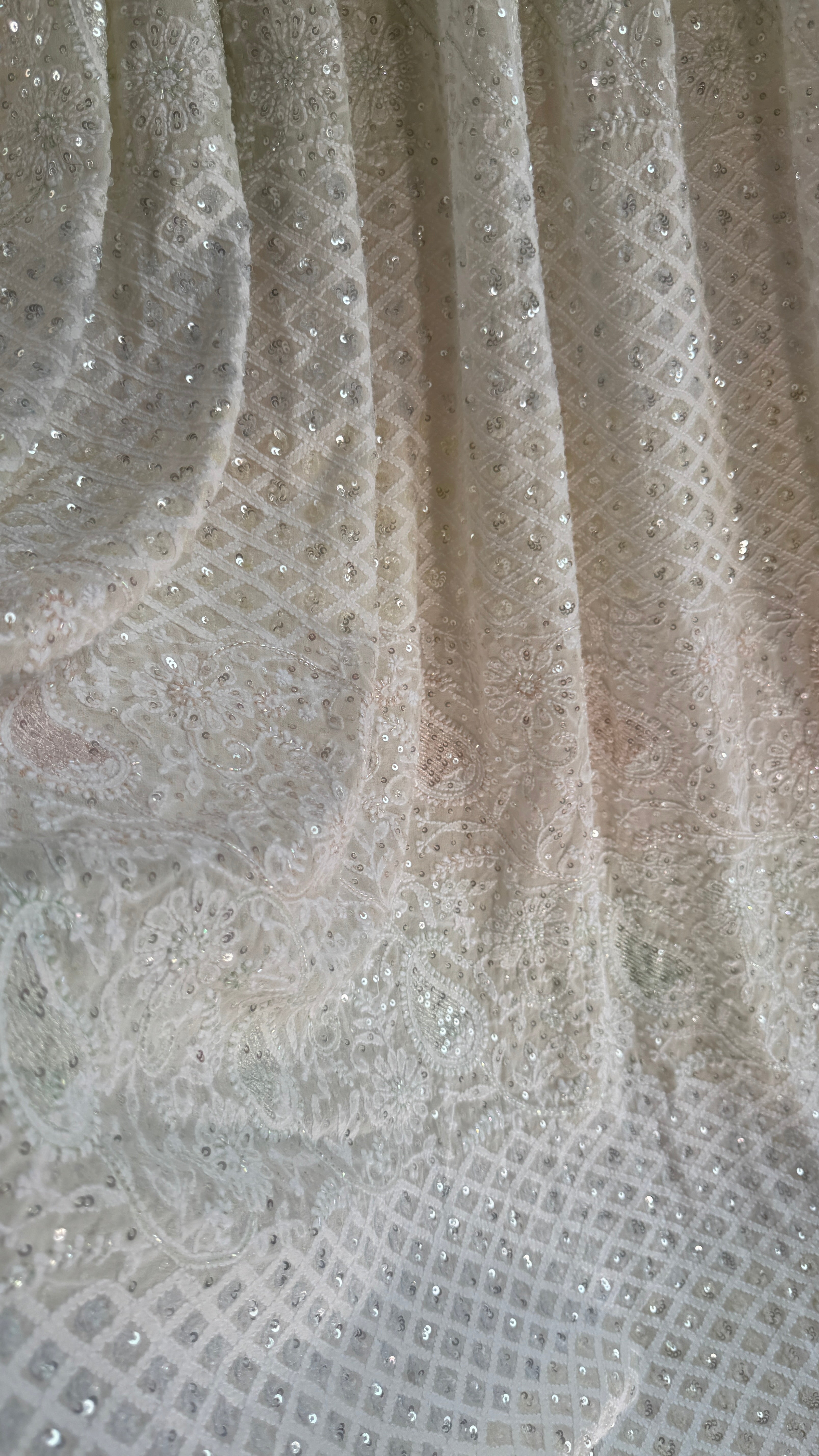 Pure Georgette Lucknow Chikankari Saree -white - multi Color- Rooh Collection