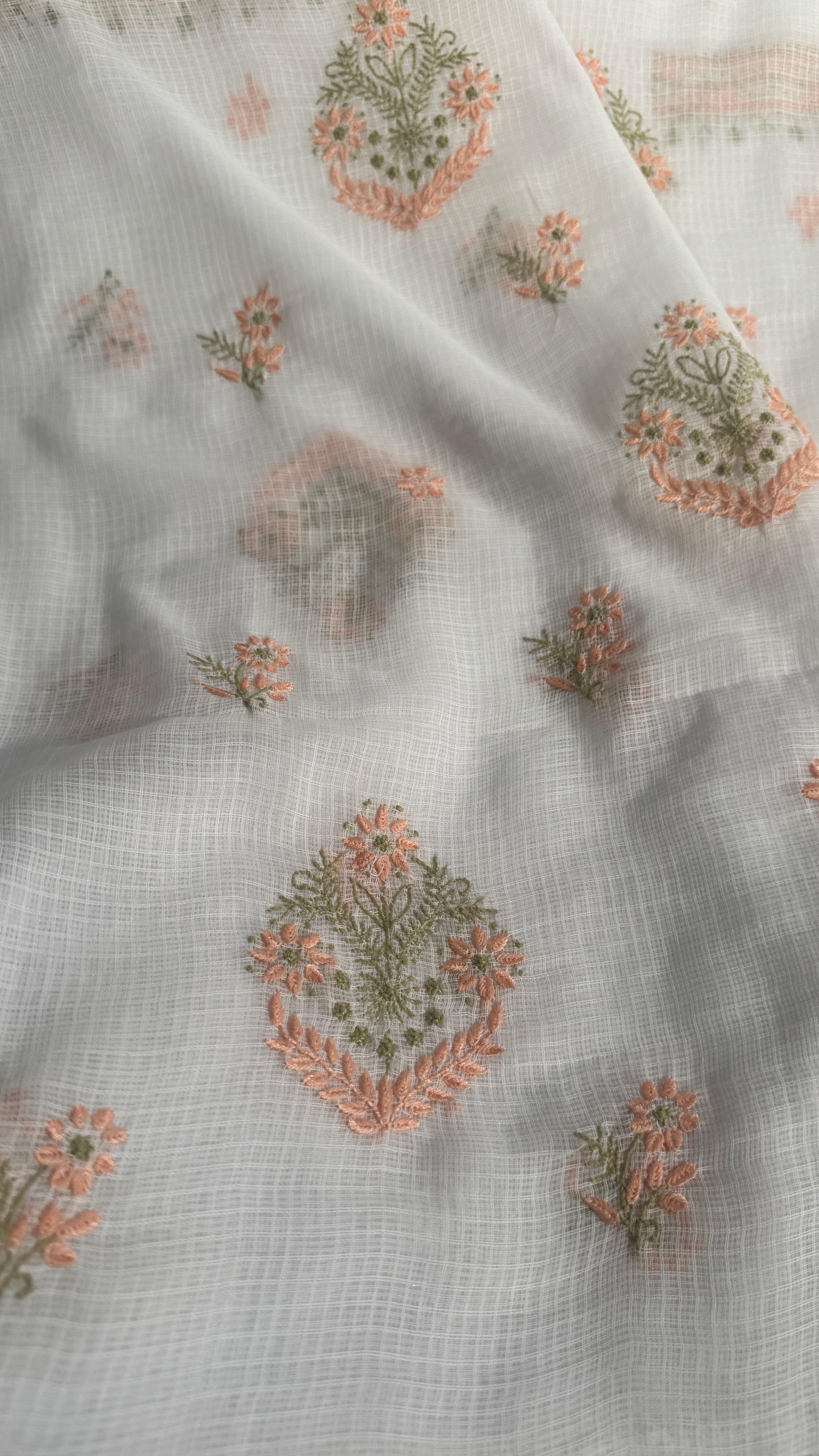 Kota Length with Dupatta - White