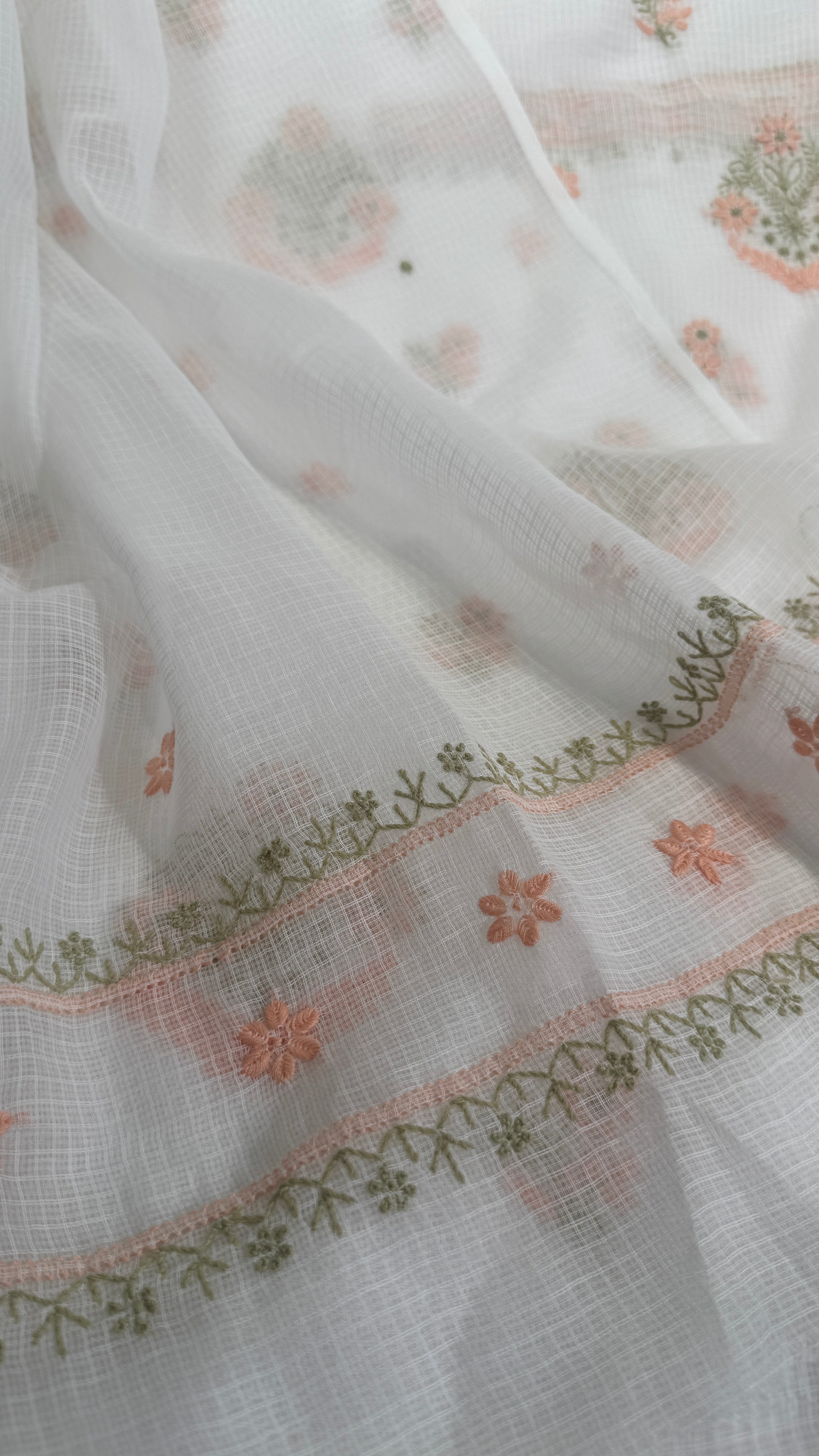 Kota Length with Dupatta - White