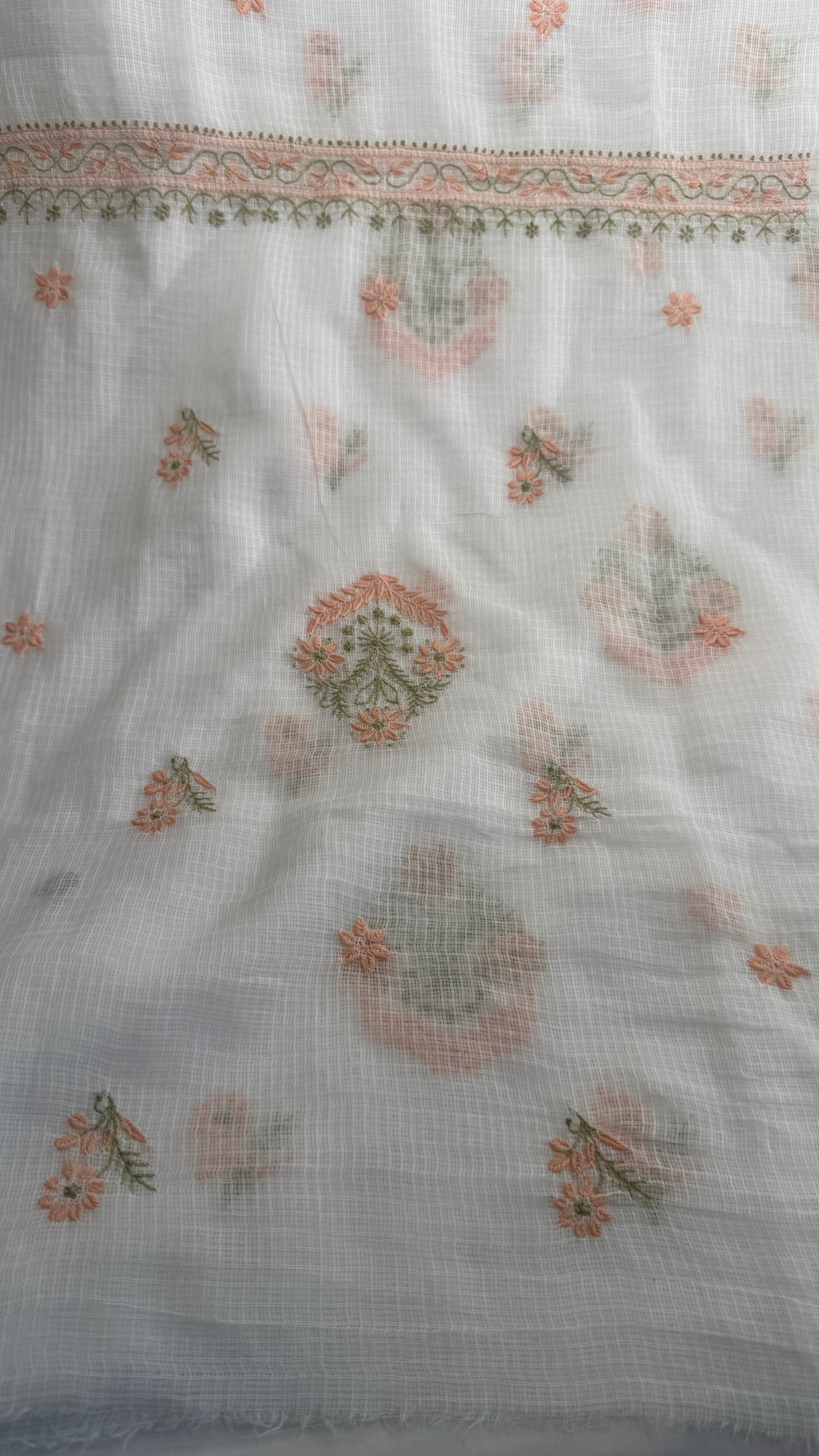 Kota Length with Dupatta - White