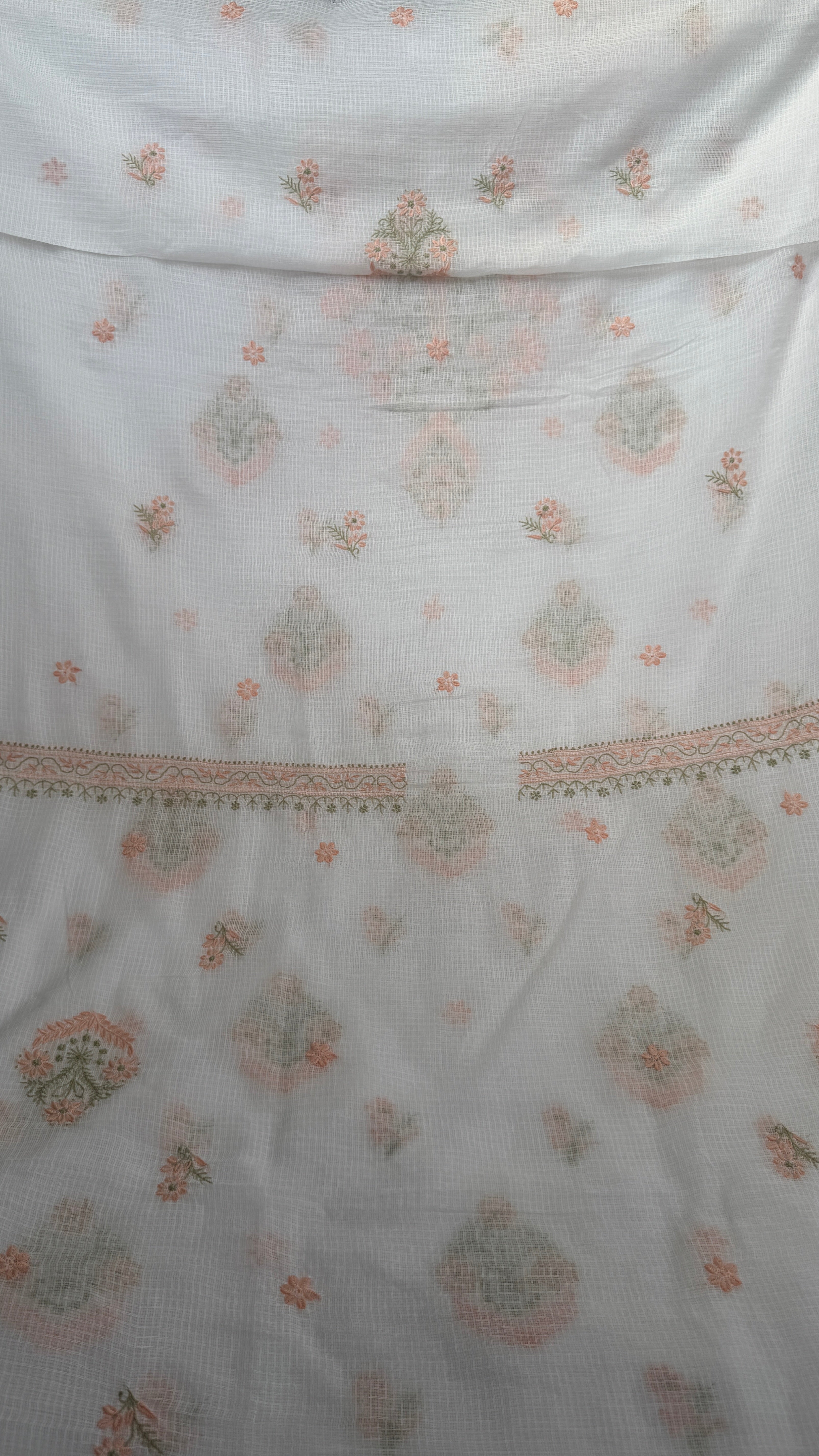 Kota Length with Dupatta - White