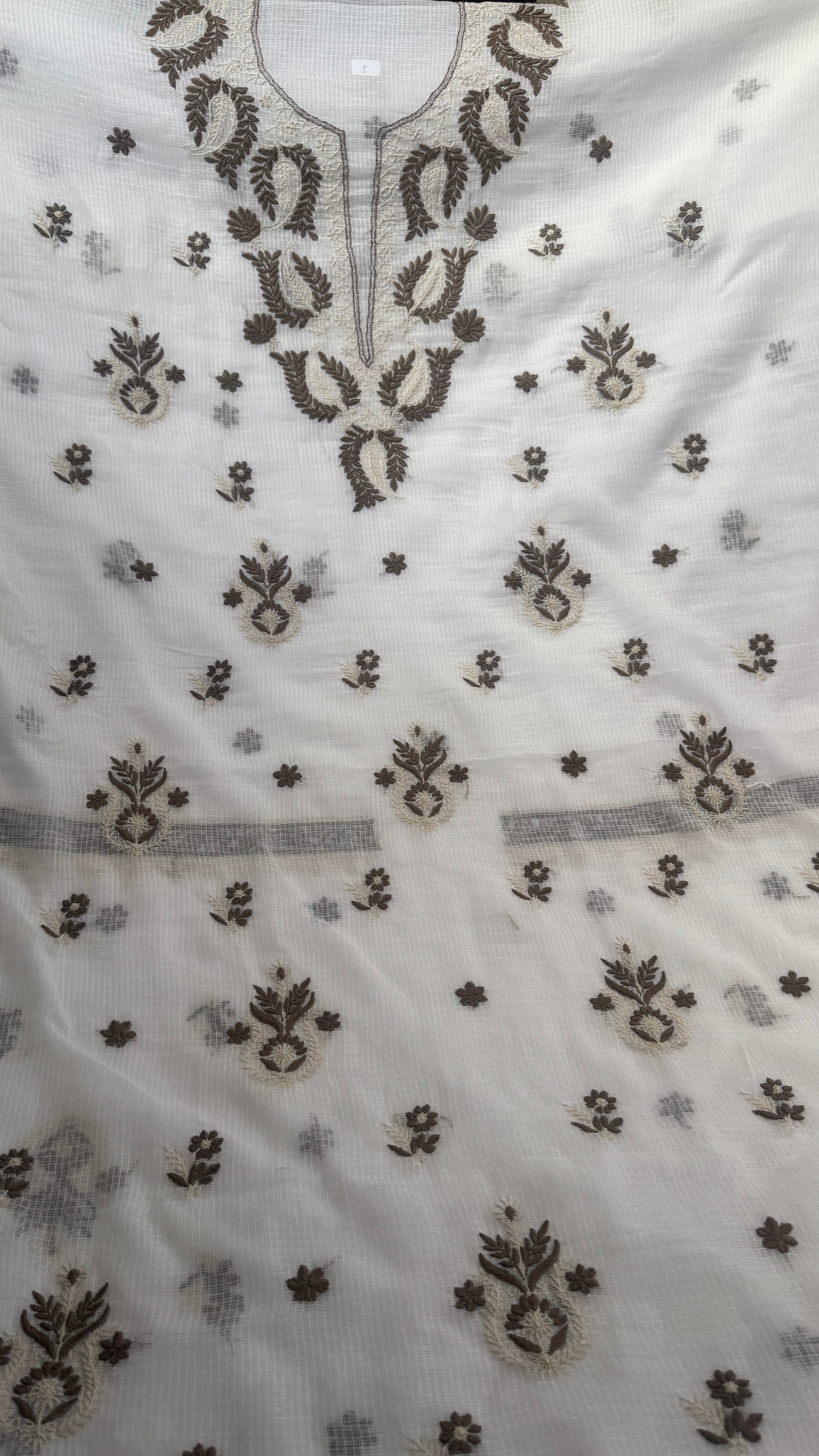 Kota Length with Dupatta - White