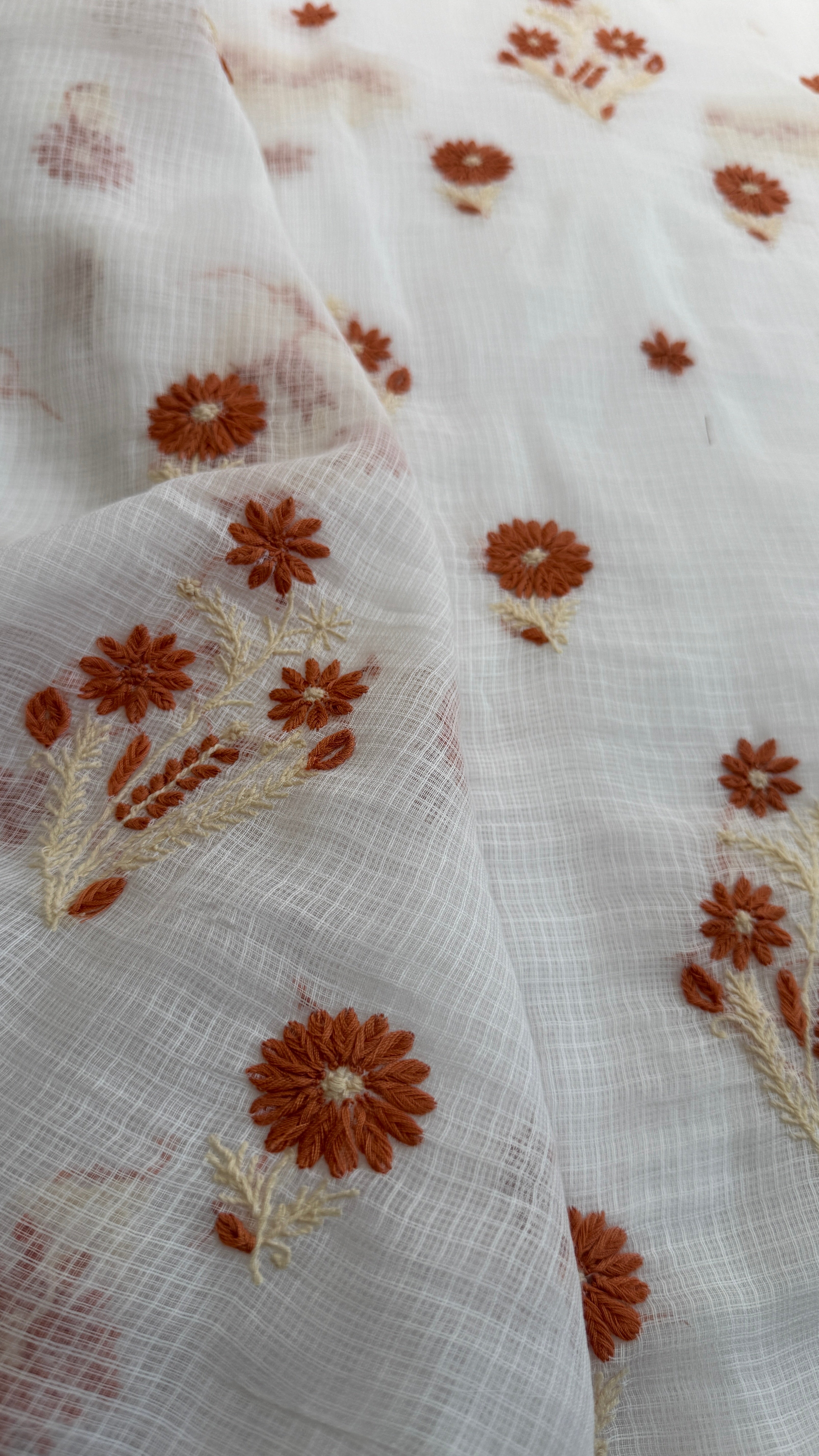 Kota Length with Dupatta - White