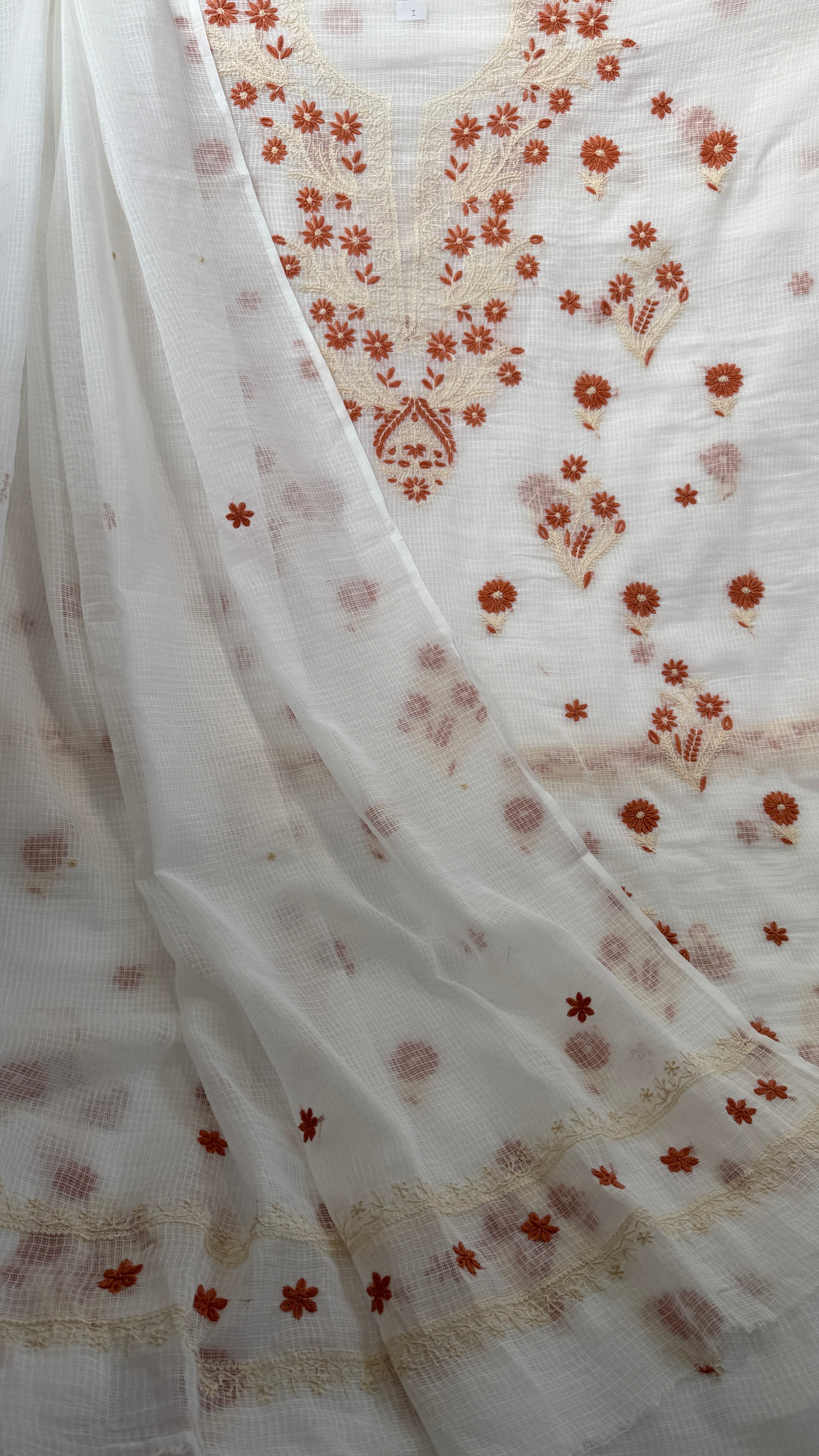 Kota Length with Dupatta - White