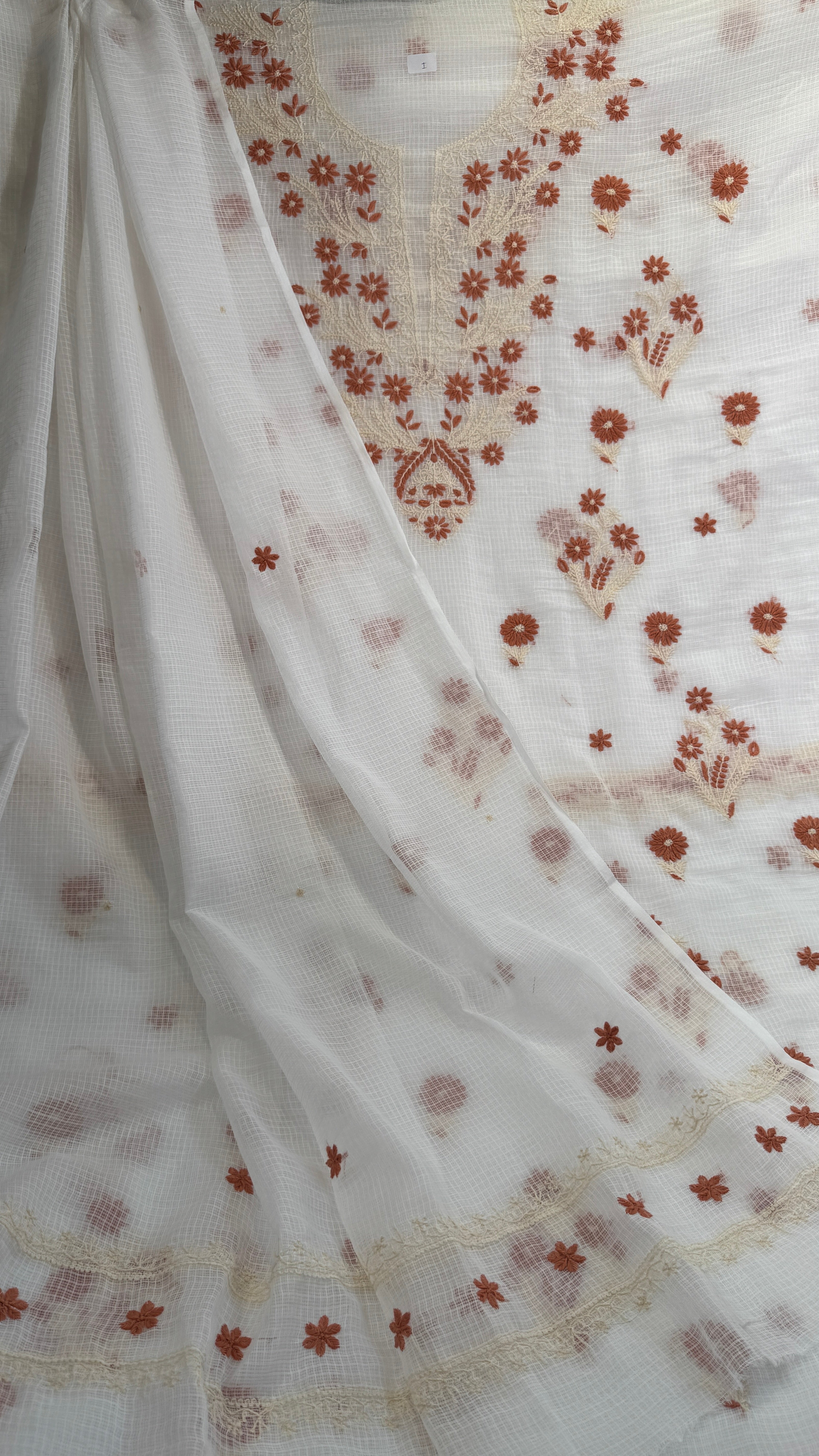 Kota Length with Dupatta - White