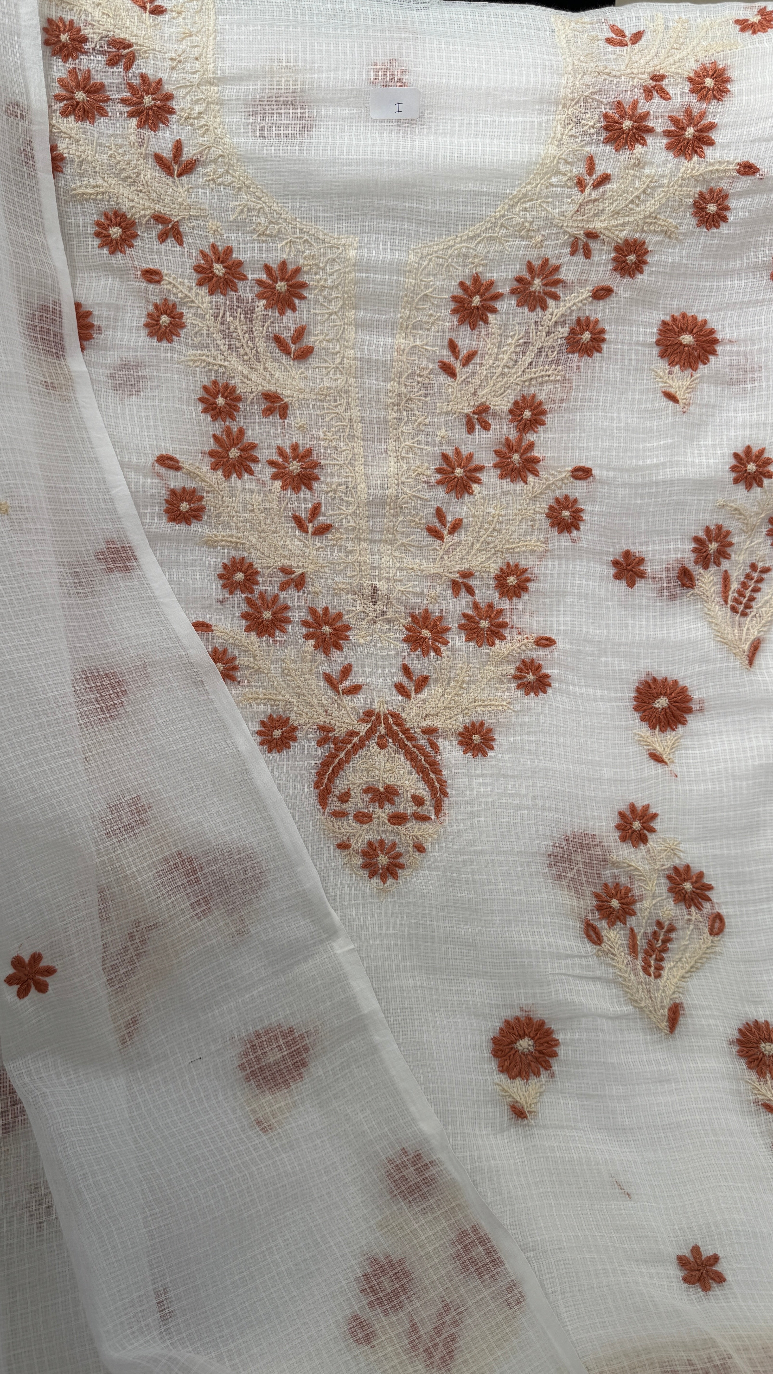 Kota Length with Dupatta - White