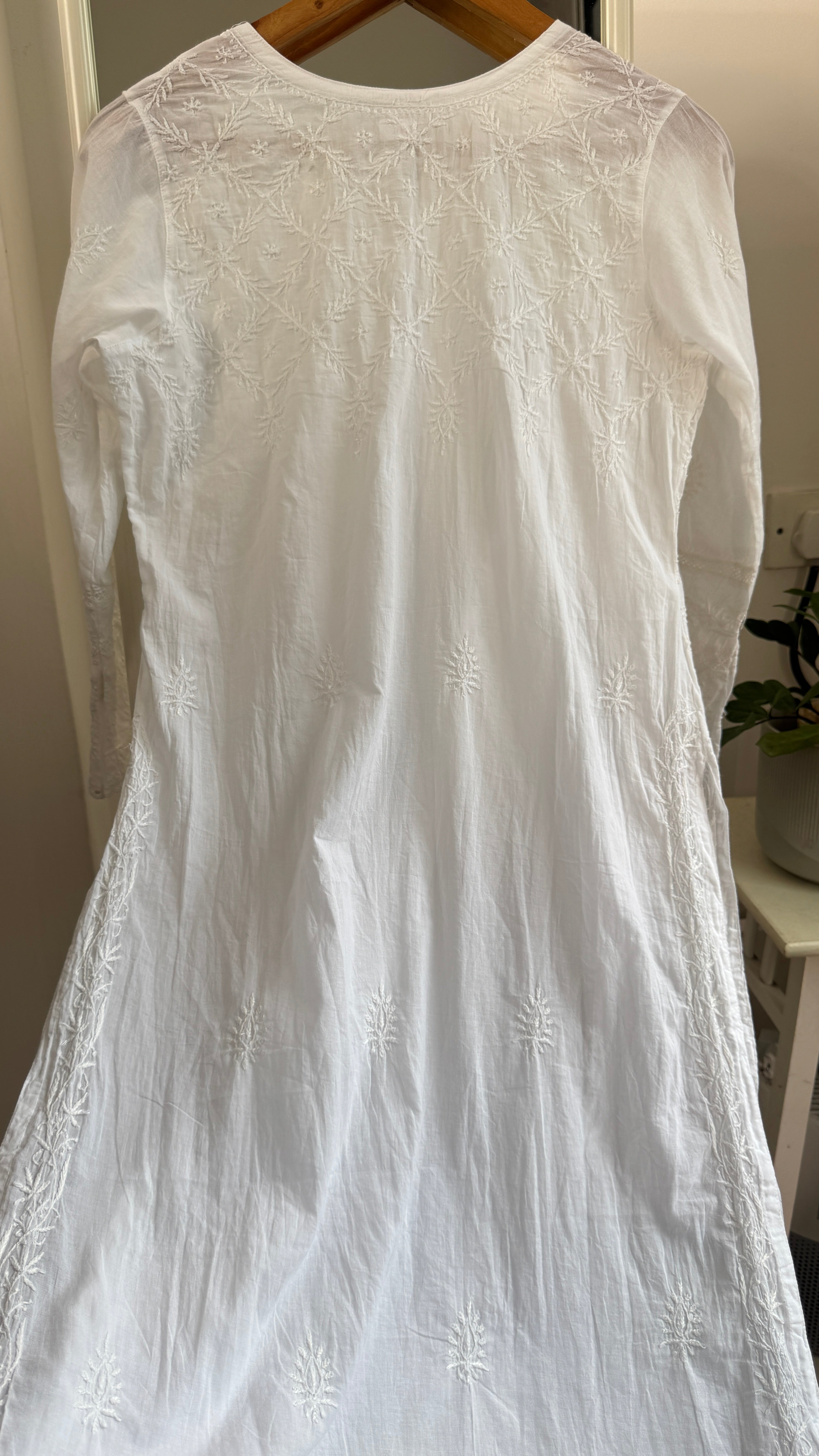 Mul Cotton White Chikankari Kurti - Bela Collection