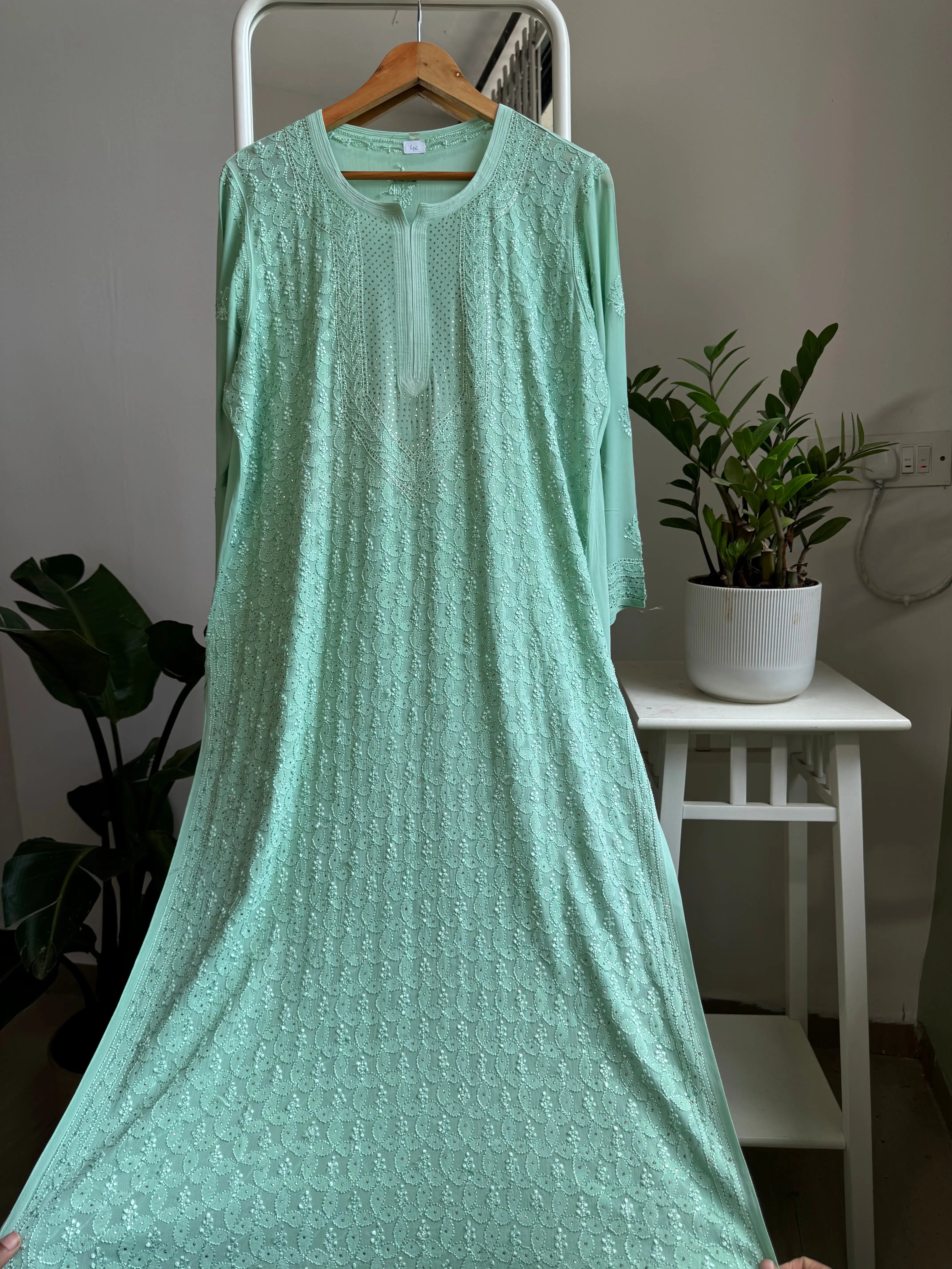 Viscose Kurti with Mukaish Work - Green ARIAA CHIKANKARI