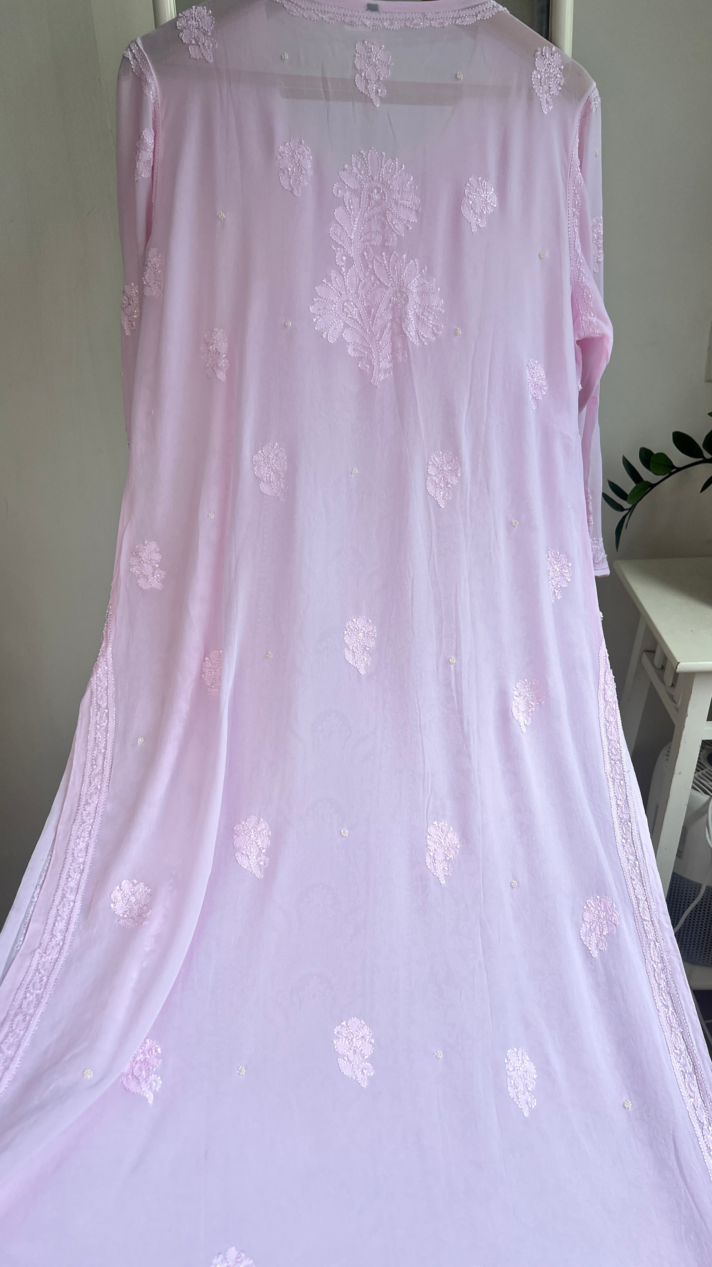 Viscose Kurti with Pearl Work - Pink