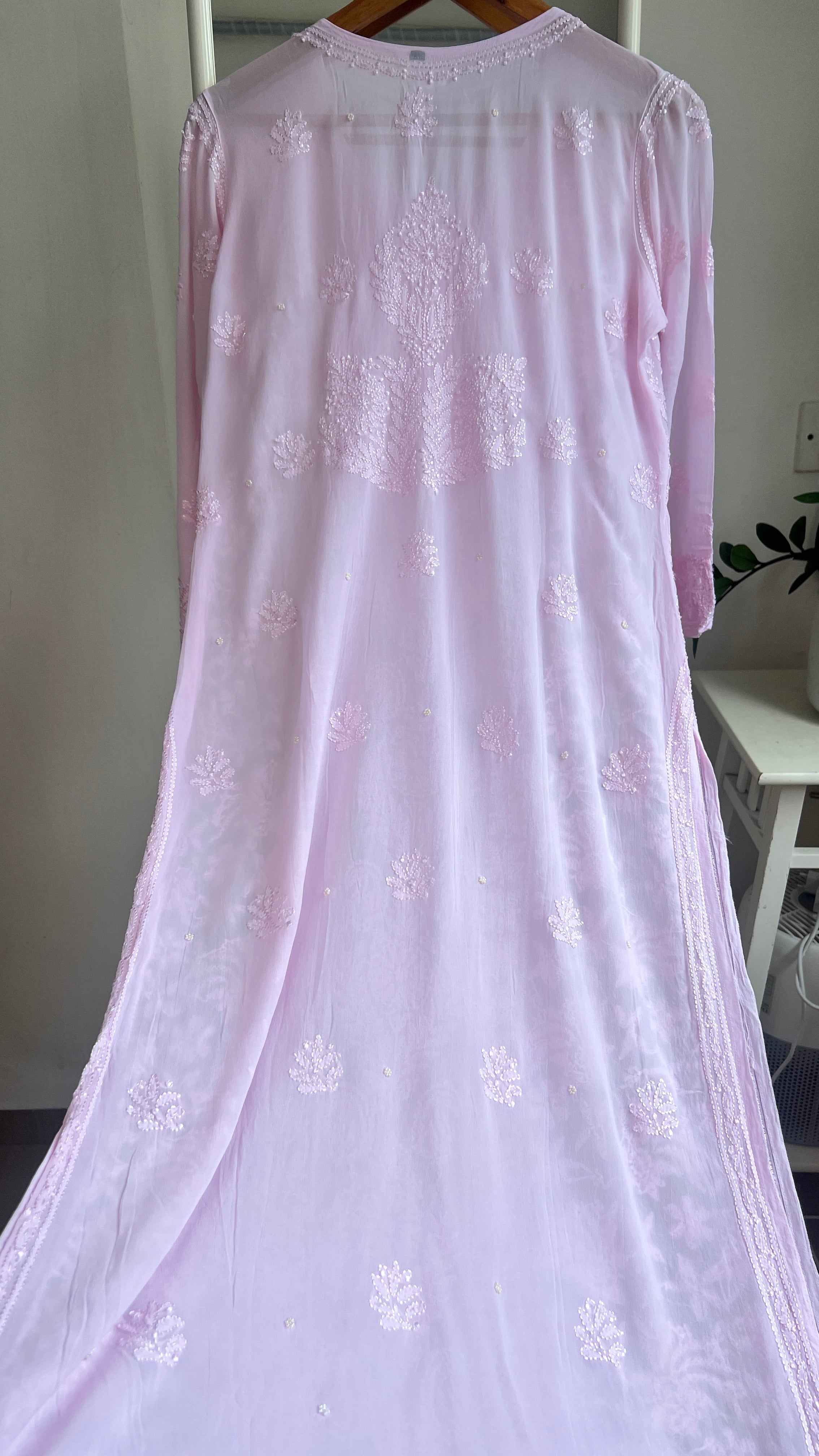 Viscose Kurti with Pearl Work - Pink