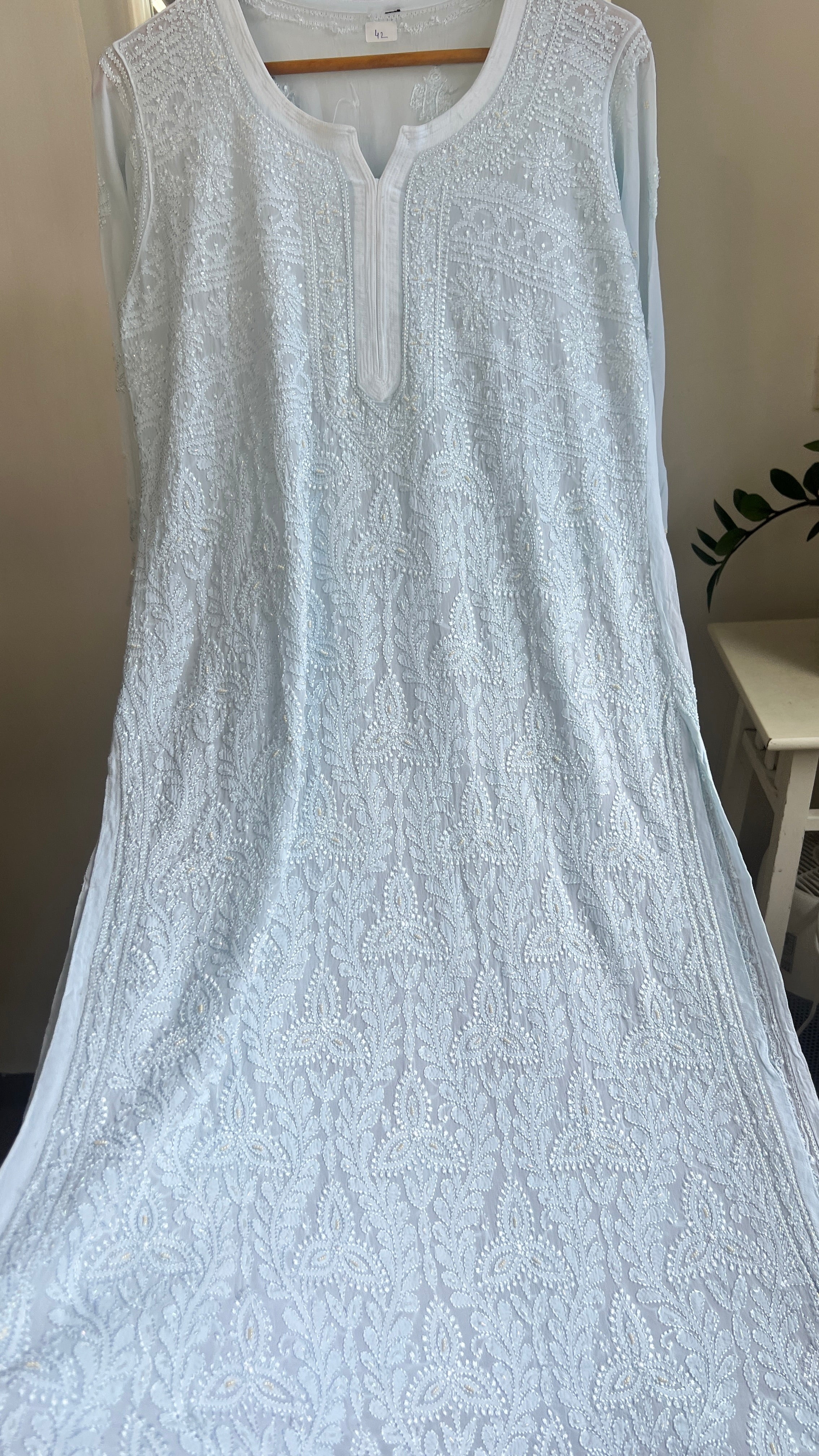 Viscose Kurti with Pearl Work - Blue