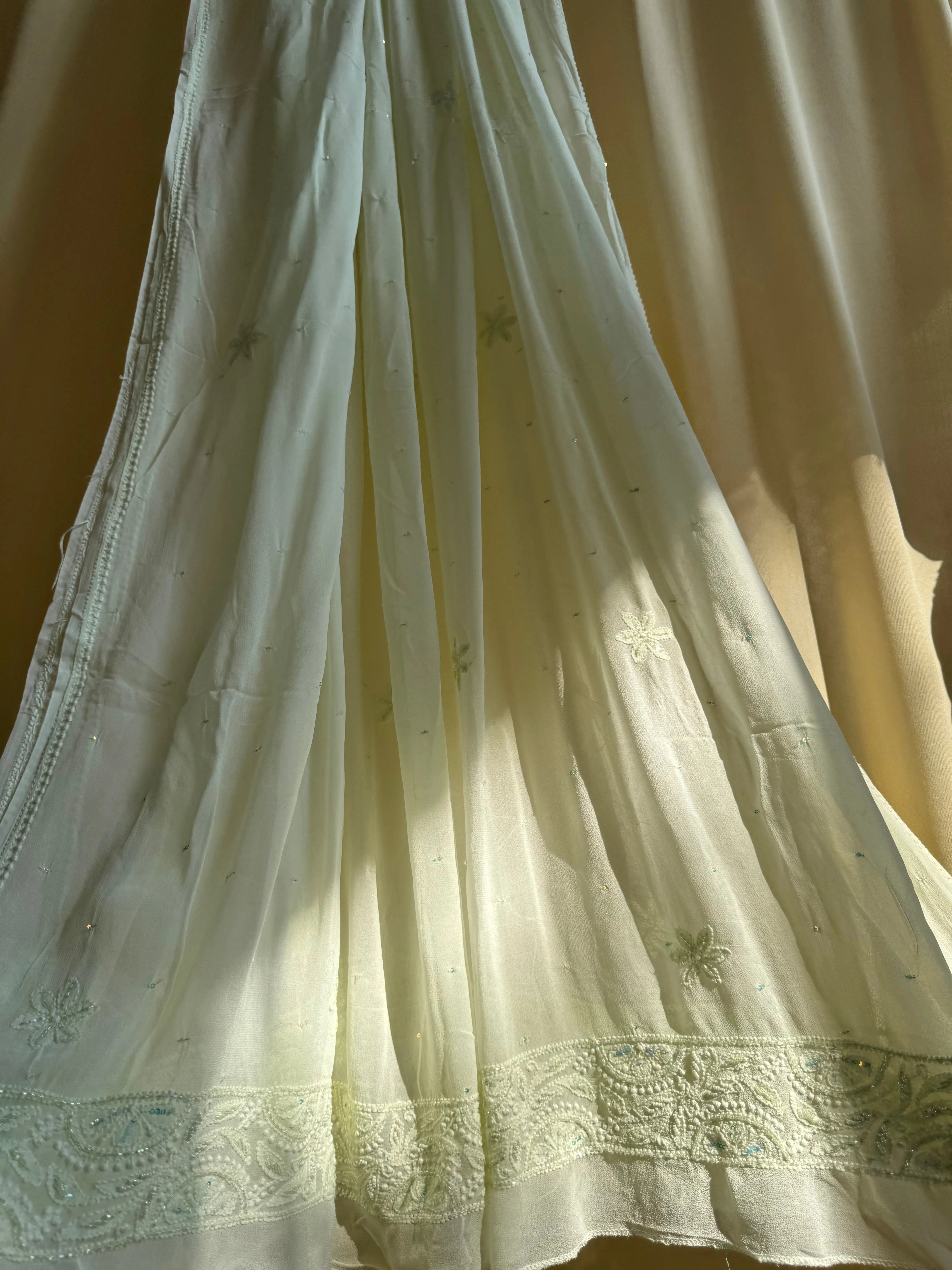 Viscose Anarkali - Semi Stitched - Pearl Work - Grape Green ARIAA CHIKANKARI