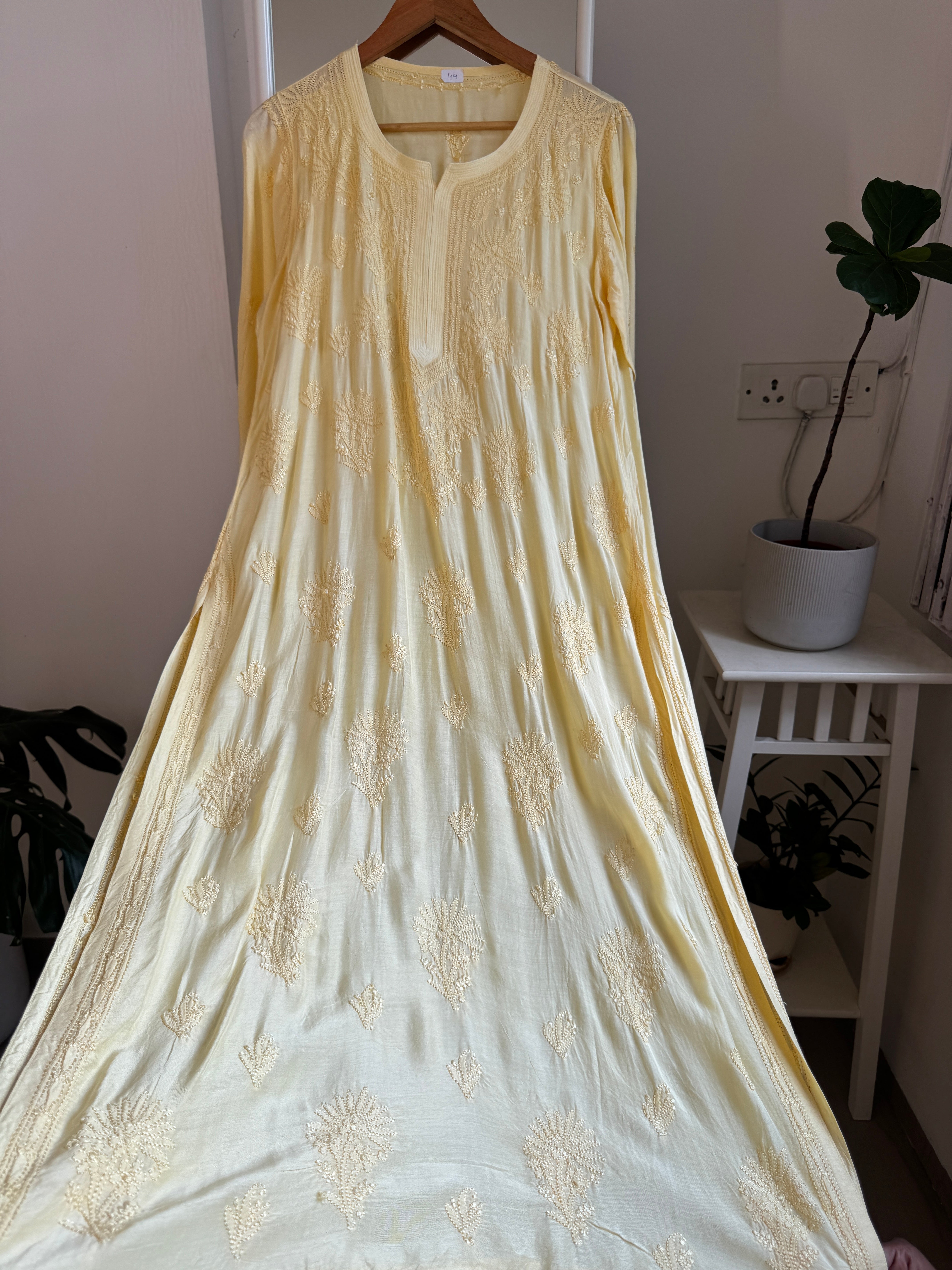 Muslin Chikankari Kurti - Yellow ARIAA CHIKANKARI